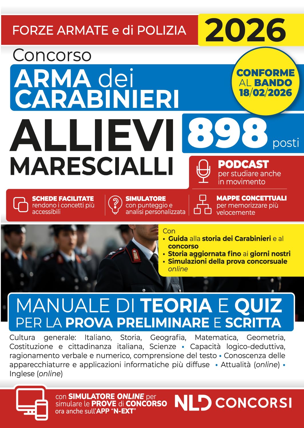 Concorso allievi Marescialli Arma dei Carabinieri. Manuale di teoria e quiz per la prova preliminare e scritta 2026. Con simulatore online