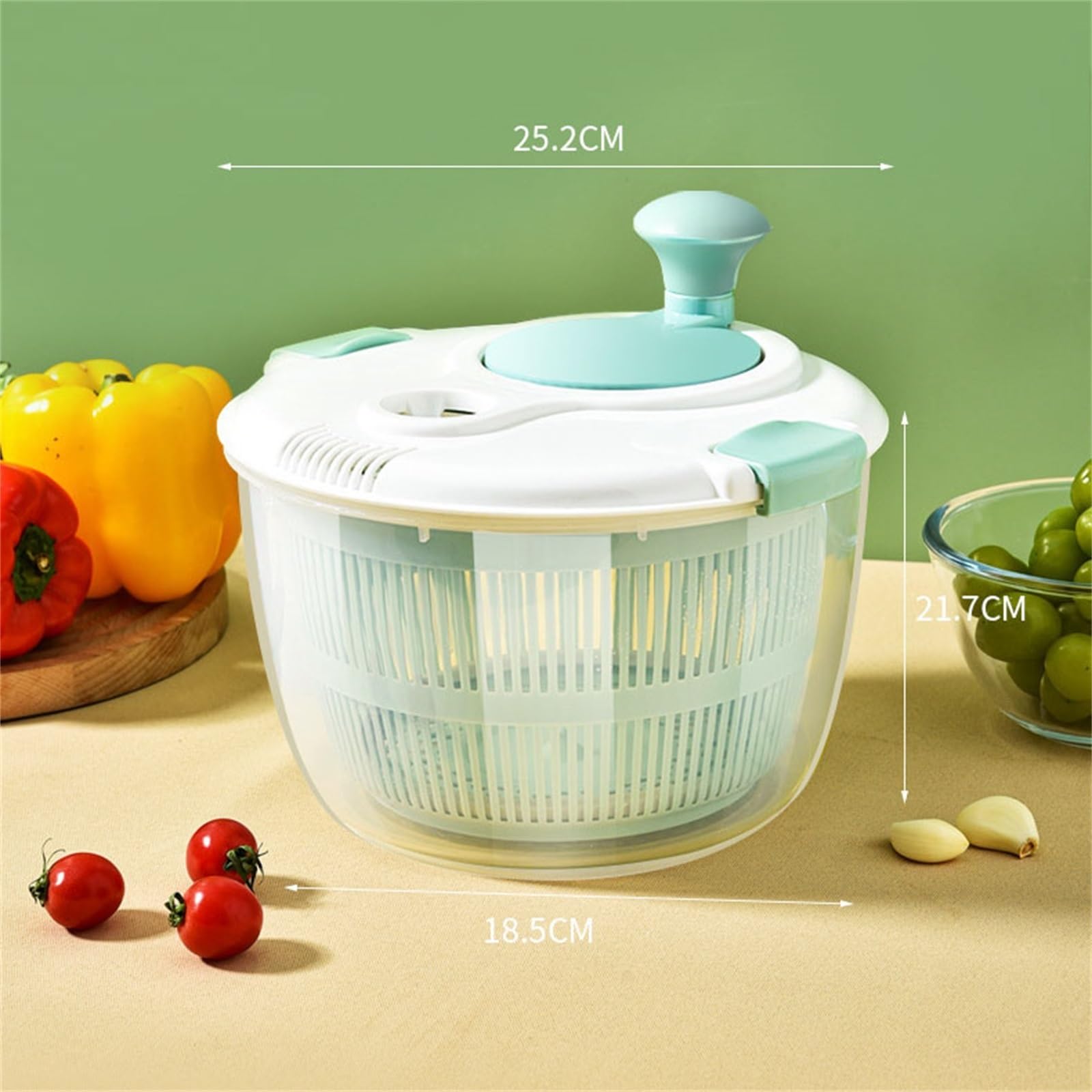 Gemüseschleuder, Salatschleuder, Obst- und Gemüse-Entwässerer, Quetscher, Küche, Geschirrspülen, Entwässerungskorb, manueller Gemüse-Dehydrator, Gemüse-Abtropfgerät