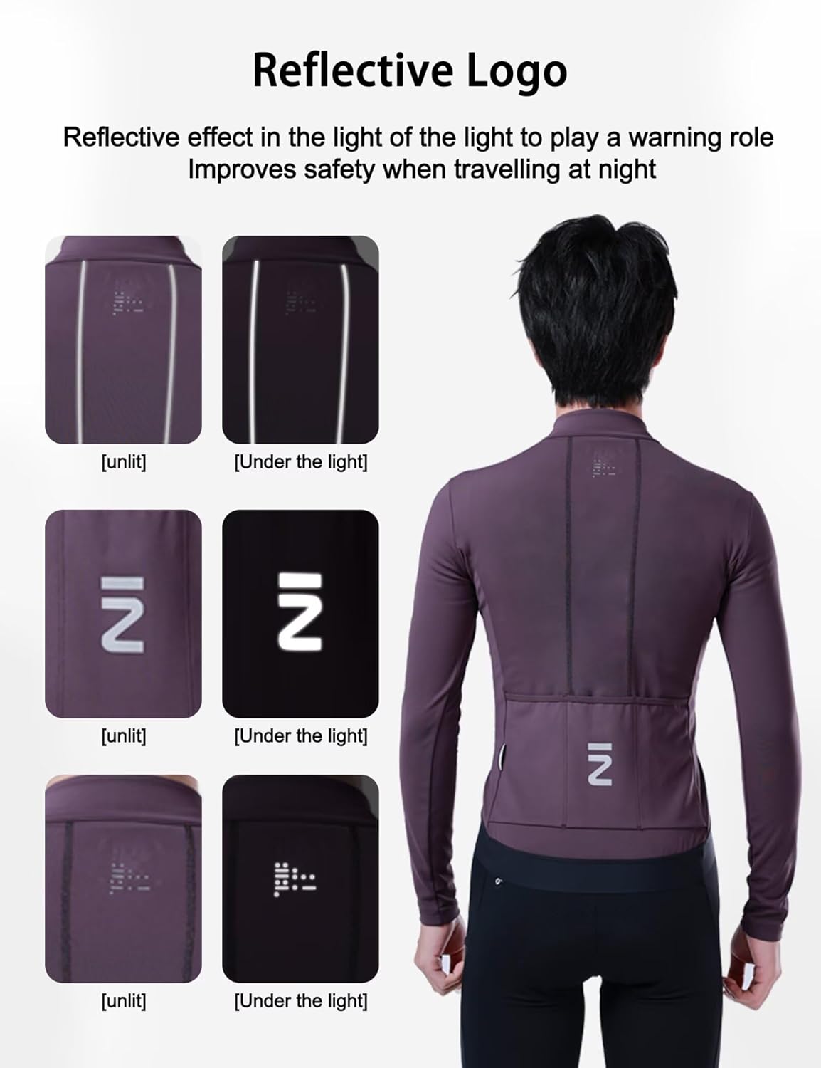 INBIKE Fleece Lined Cycling Jersey for Men Women, Winter Thermal Long Sleeve Bike Jacket with 3 Pockets, Quick Dry - Image 2