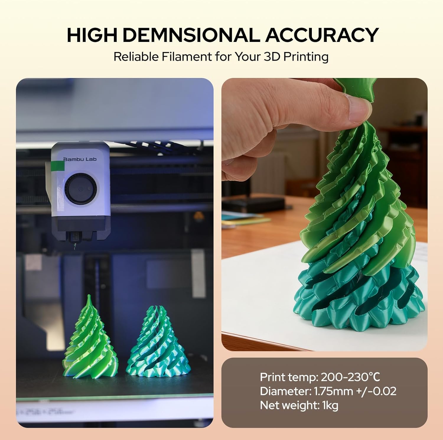 PLA Filament 1.75mm, Silk Pla 3D Printer Filament Rainbow PLA 1kg, Dimensional Accuracy +/-0.02mm, 2.2lbs/Spool - Image 5