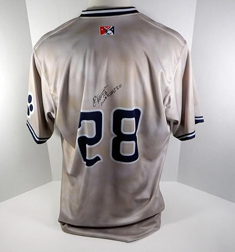2017 Syracuse Chiefs Enny Romero #28 Game Used Signed Brown Dog Night Jersey - Game Used MLB Jerseys