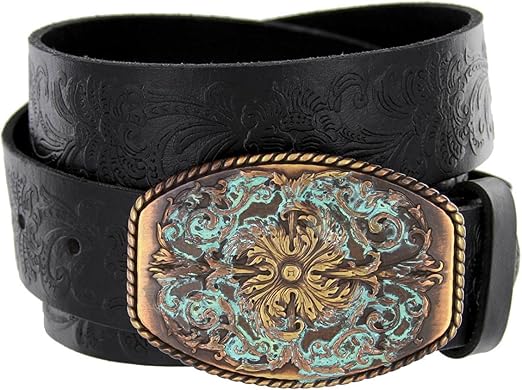 Full Grain Leather Oxidized Buckle 