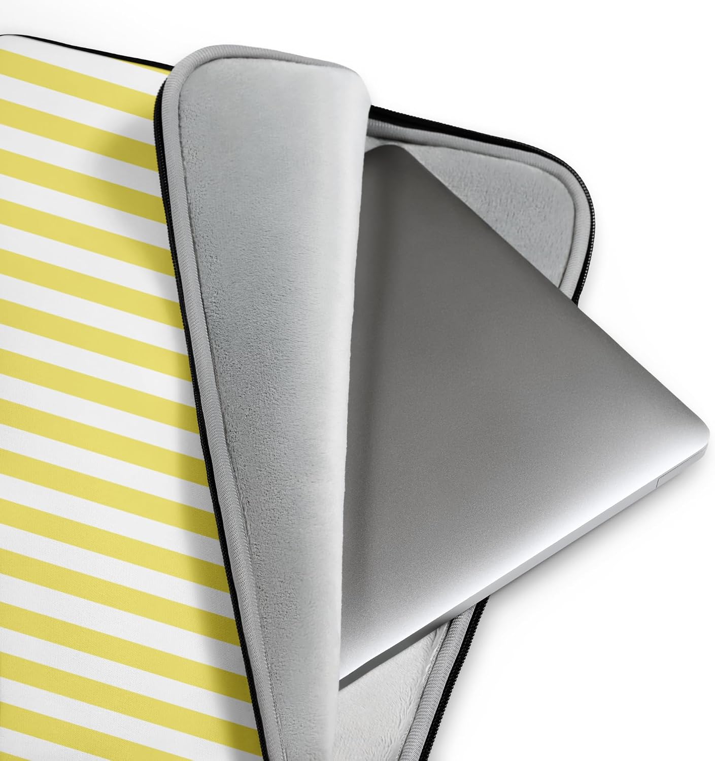 White and Yellow Stripes Geometric Vertical Lines Pattern Graphic Laptop Sleeve image 2