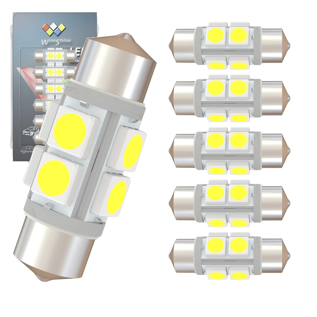 Wiseshine DC 12V 38mm 6418 6411 Festoon LED Bulb Extremely Super Bright 6000K
