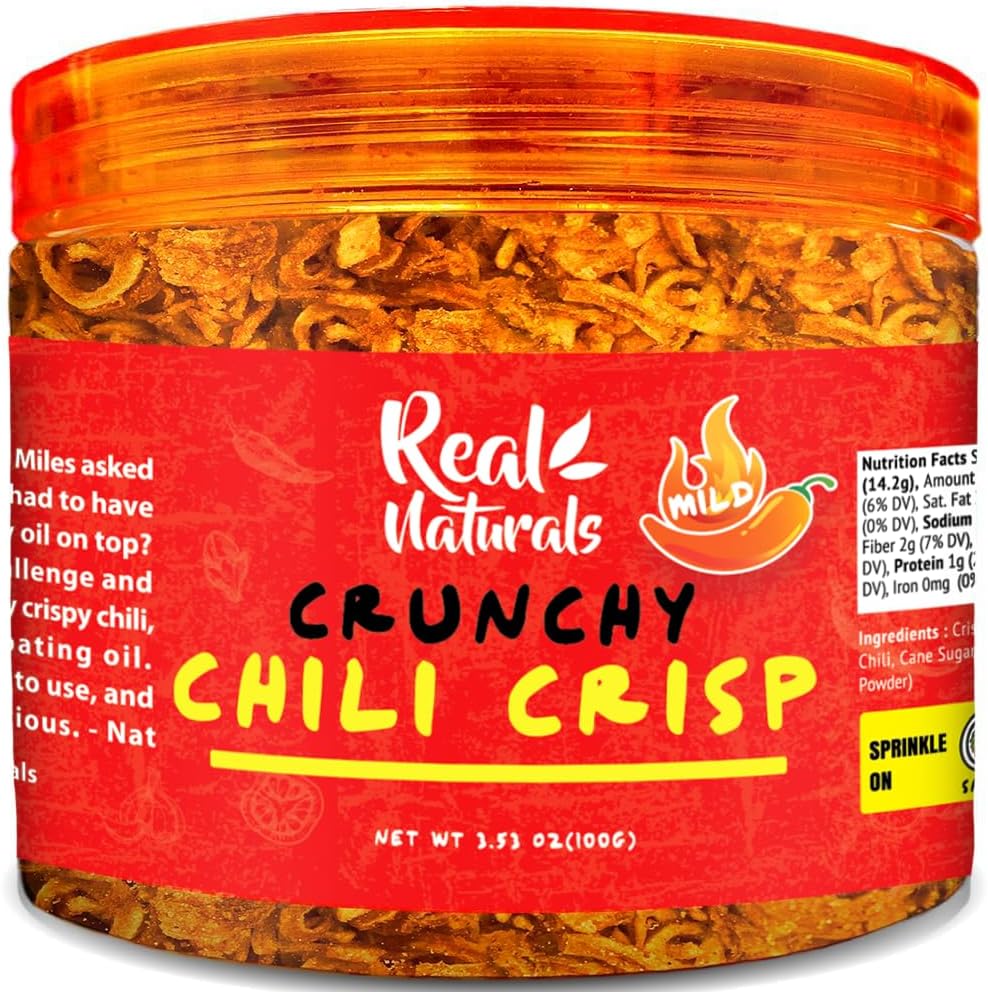 Chili Crisp (medium spicy) chilli crisp oil "without the oil". Crispy chili crunch made with garlic, onion, chilis. For ramen toppings, salads, sushi extra umami. Secret crunchy condiment