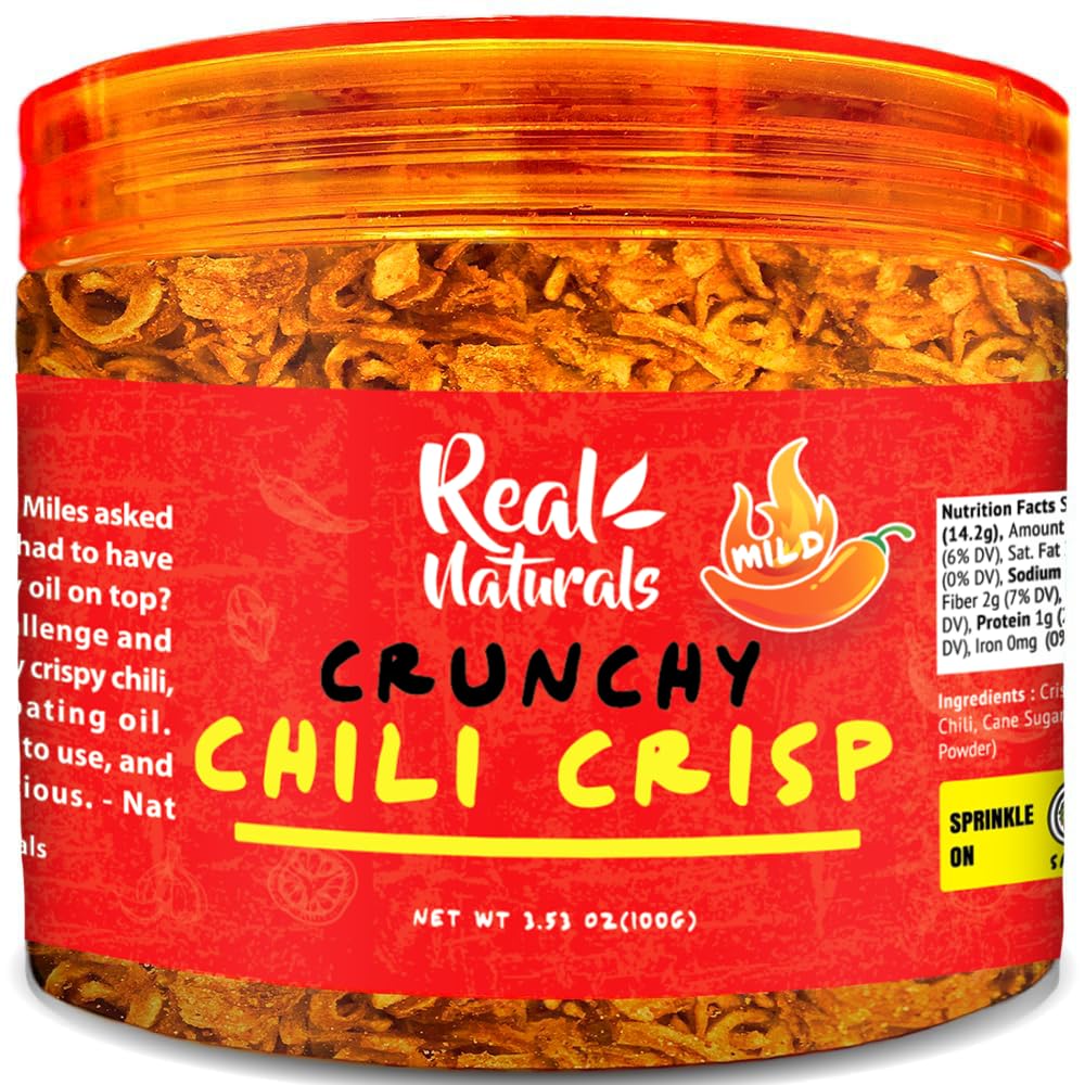 Chili Crisp (medium spicy) chilli crisp oil "without the oil". Crispy chili crunch with garlic, onion. For ramen toppings, salads, sushi extra umami. Secret crunchy condiment