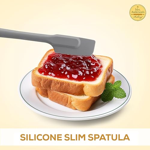 Miniatura 3 de Mrs. Anderson's Baking Espátula delgada de silicona, flexible, antiadherente, resistente al calor, gris