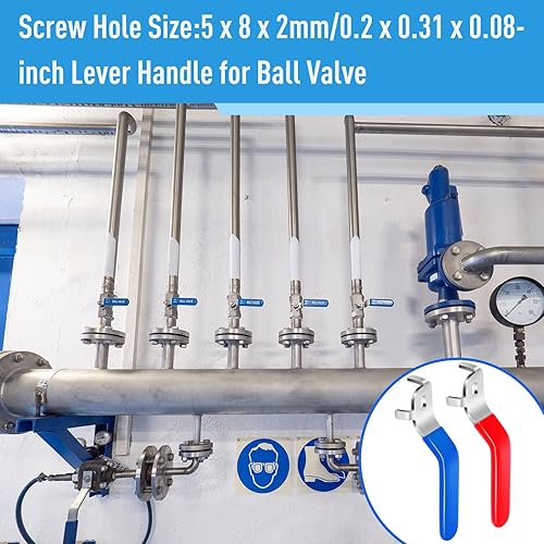 Miniatura 5 de Dunzy Manija de palanca para válvula de bola de acero inoxidable para válvula de agua, grifo de cuarto de vuelta con orificio de 0.197 x 0.315 x