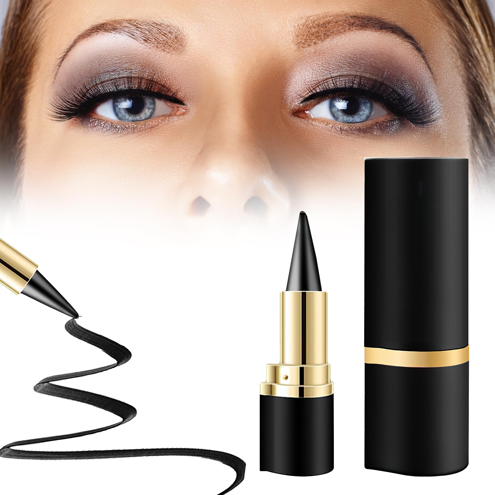 TNSLAND 2 Lapiz de Ojos Resistente al Agua Y de Secado Rápido Delineador A Prueba de Manchas Durante Todo el Día Maquillaje de Ojos de Larga Duración Acabado Mate Eyeliner Waterproof Negro