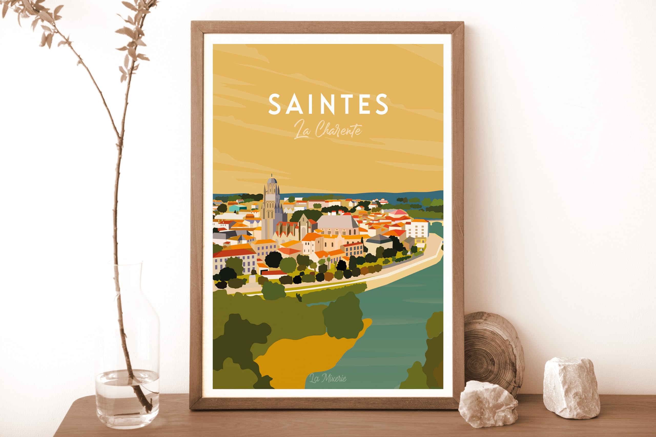 La Mixerie Blue Saintes Poster 30 X 40 Cm Charente-Maritime City Wall Decoration