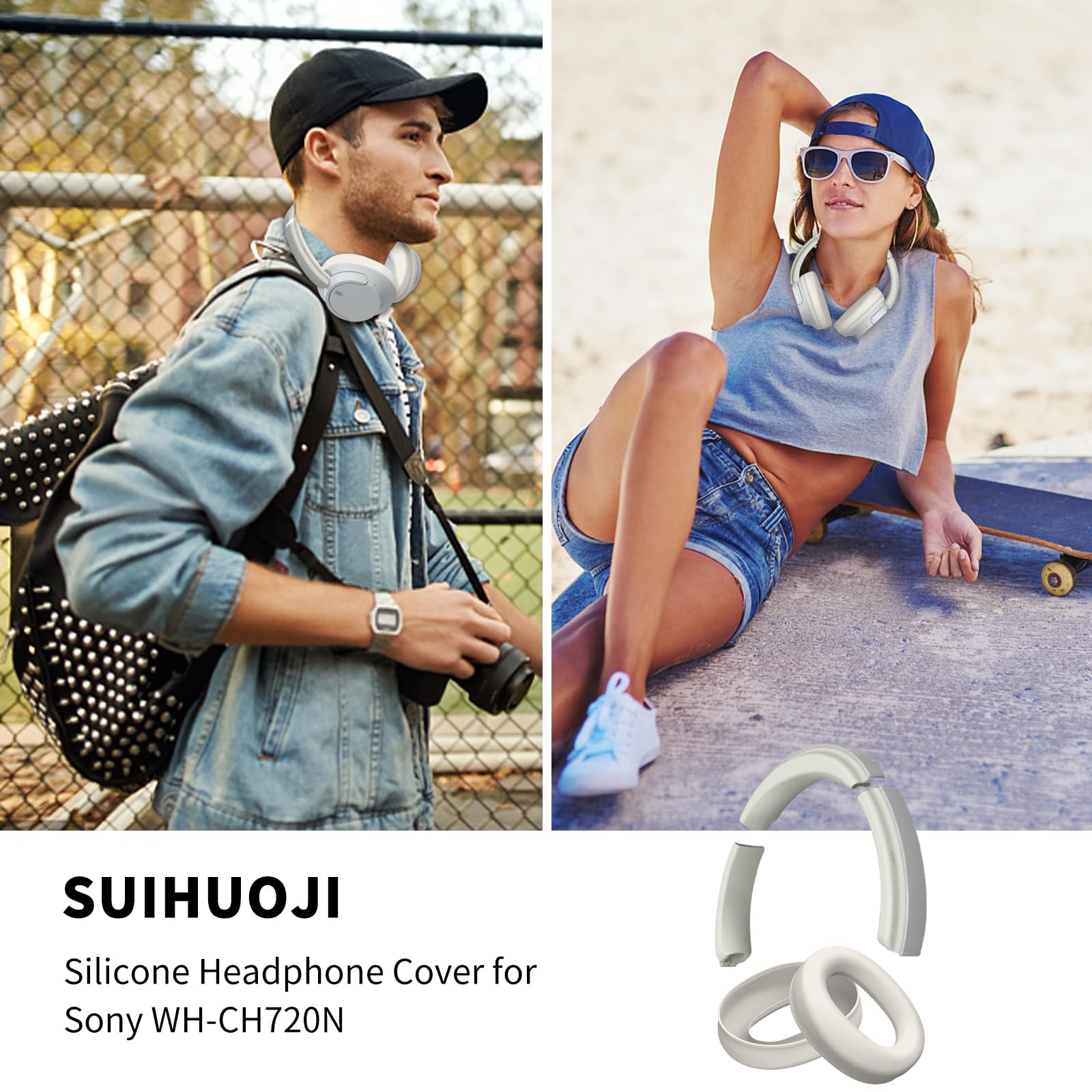 Funda de silicona para Sony WH-CH720N, resistente a los arañazos, portátil, ultraligera, cubierta de almohadilla/banda para la cabeza, funda de silicona suave compatible con Sony WH-CH720N