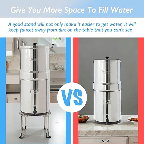 Miniatura 6 de Soporte de acero inoxidable para Berkey Big, Royal y Travel System, soporte de encimera de 9 pulgadas de diámetro y 6 pulgadas de alto con ganchos,