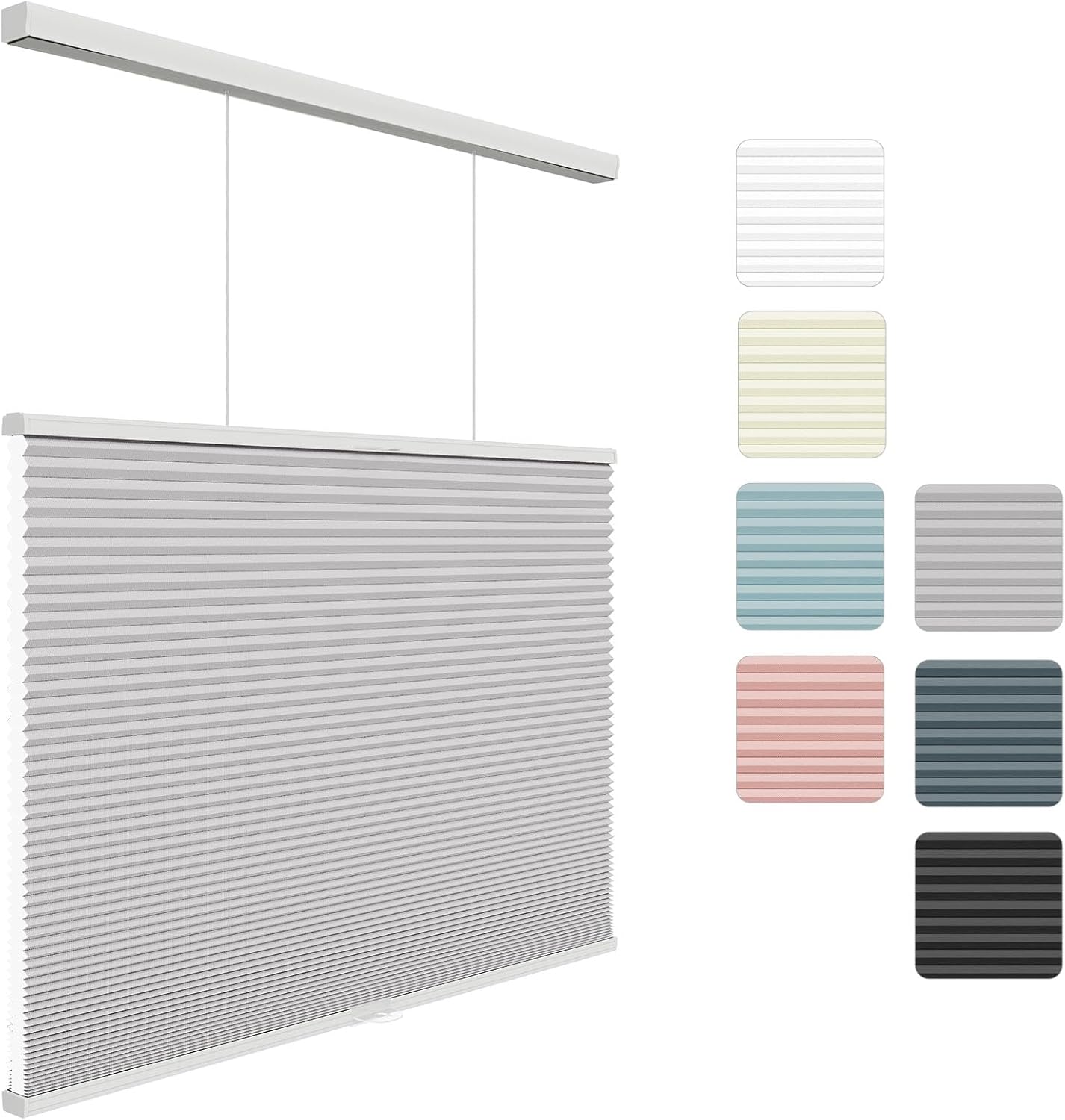 Changshade Custom Top Down Bottom Up Cellular Shades, Light Filtering Cordless Blinds for Indoor Windows, Pull Down Honeycomb Blinds Easy to Install, Grey