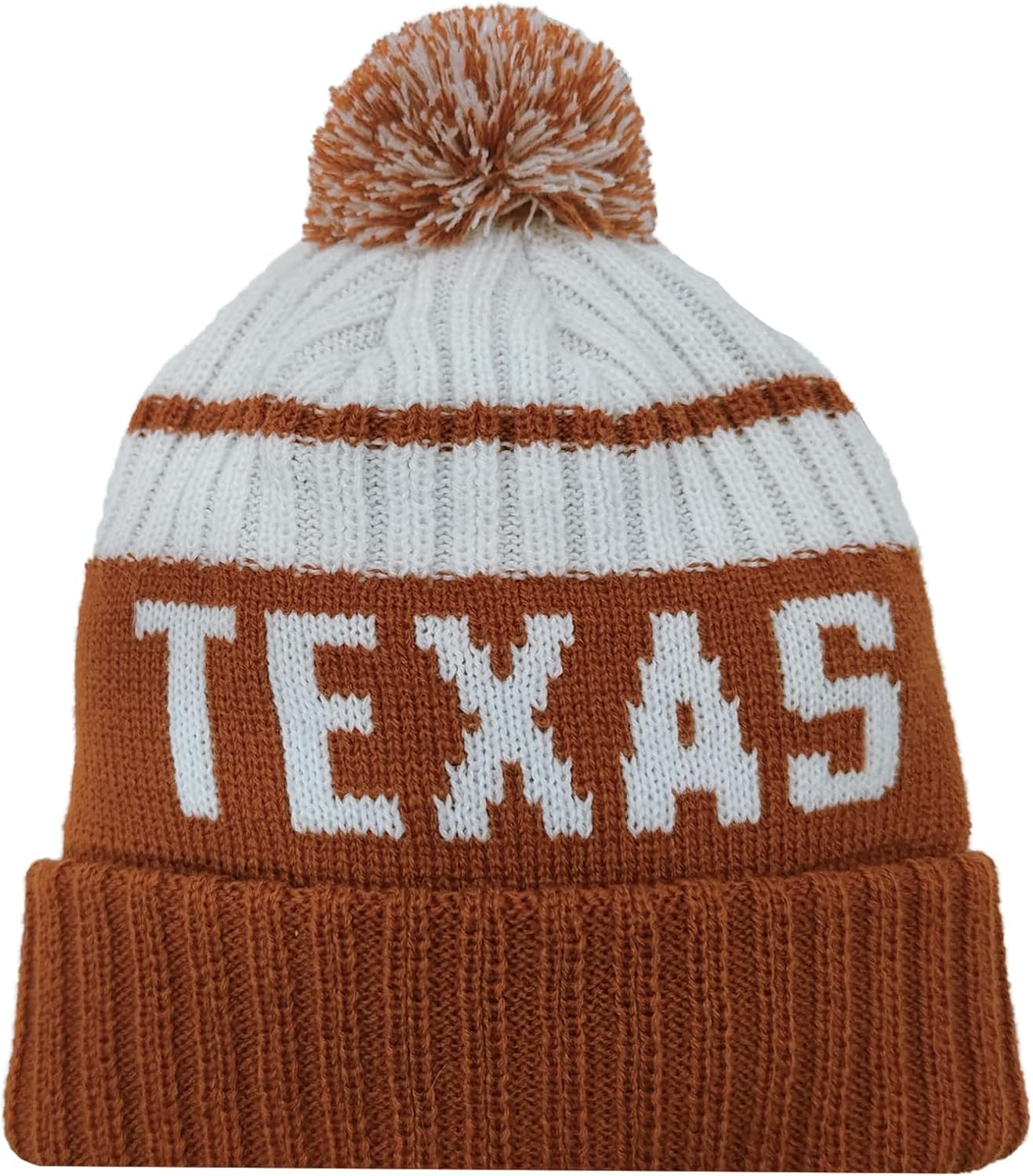 Beanie Knit Hat with Pom Winter Cuffed Cap Sport Fans Gift for Men Women