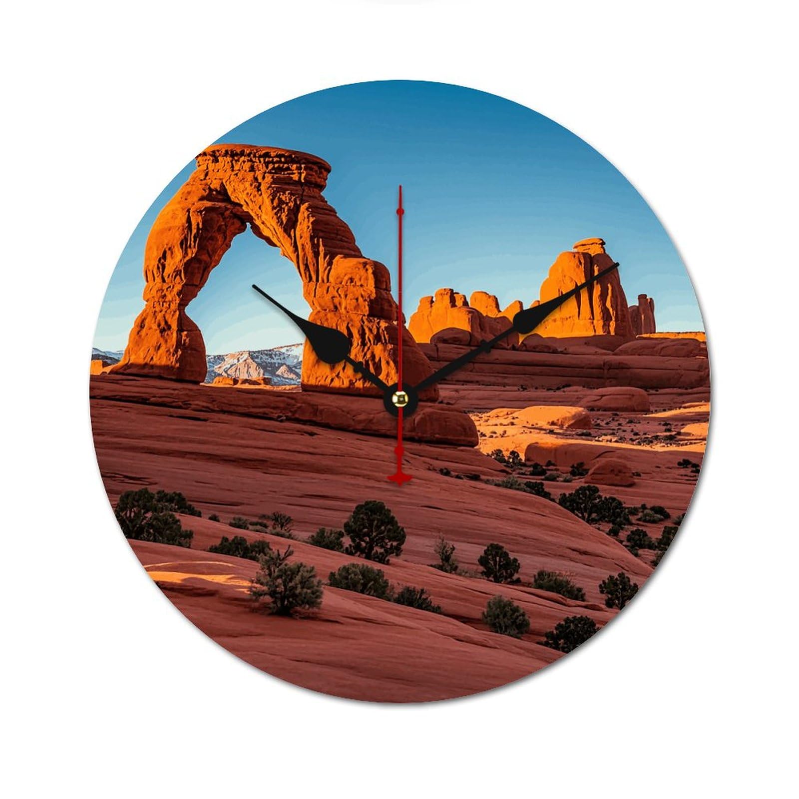 Horloge murale moderne pour chambre à coucher et salon style nature avec arches en bois