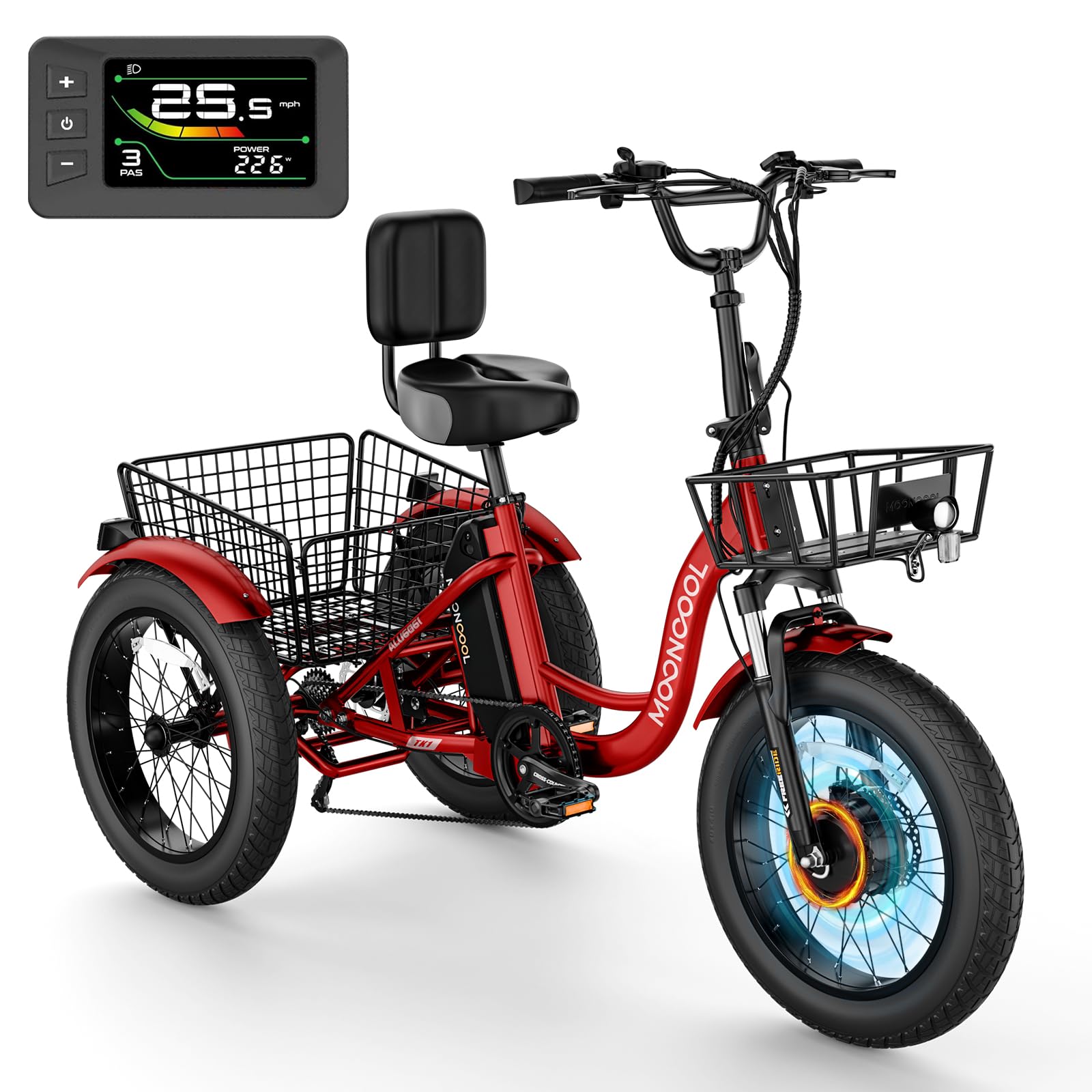 NAIZEA Electric Tricycle Adult Electric Bicycles, 350W 36V Electric Trike,3 Wheel Electric Bike Ebike E Bicycle with Removable Battery, Motorized Trike with Basket for Women Men