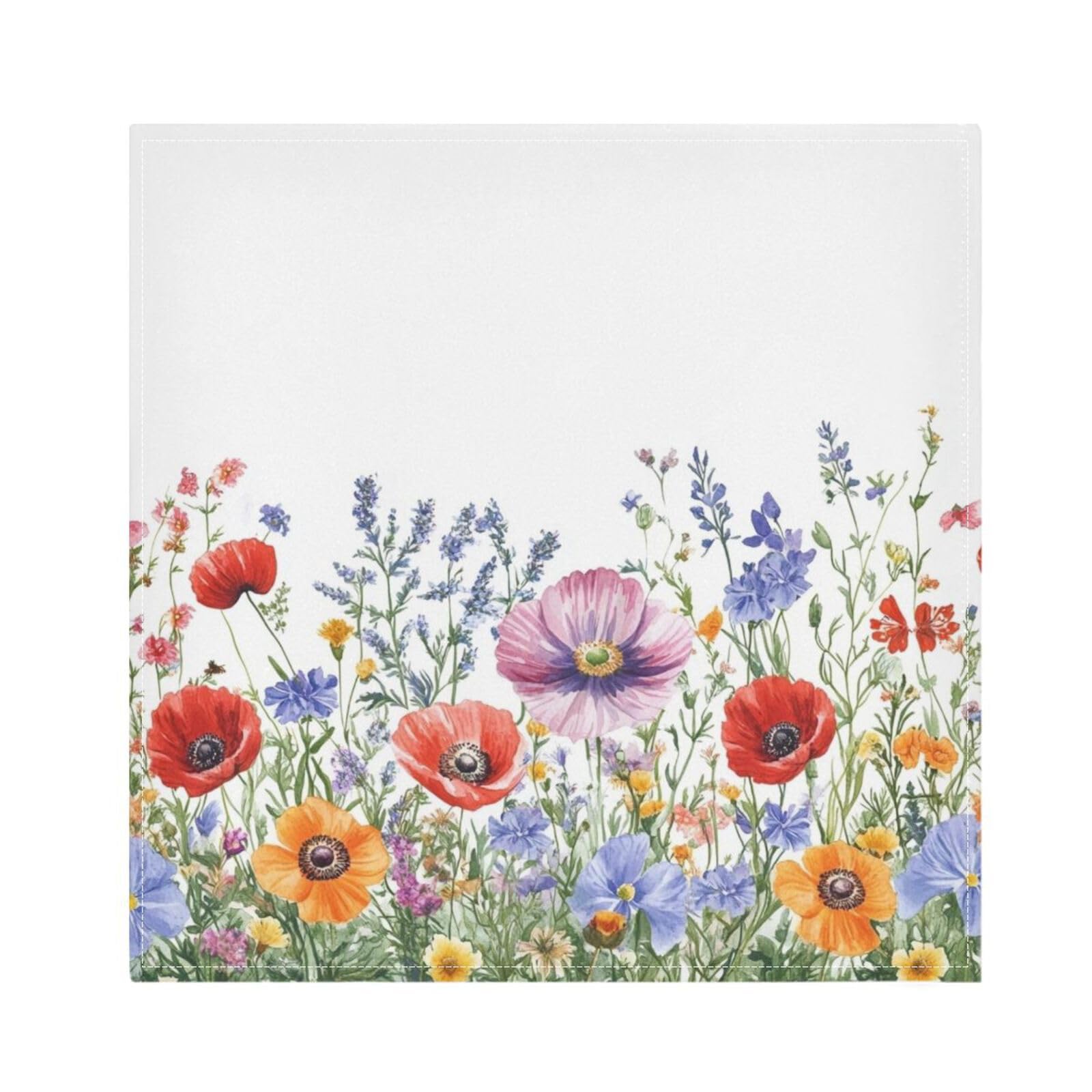 Ttgoth Wildflower Cloth Napkin Set of 6 Washable & Reusable Dinner Napkins for Dining Table, Banquets, Wedding, Party, 50x50 cm