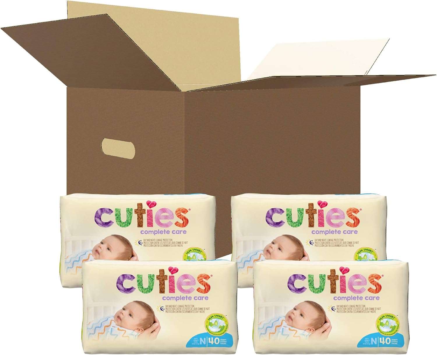 Cuties Complete Care Baby Diapers, Size Newborn, 160 Count