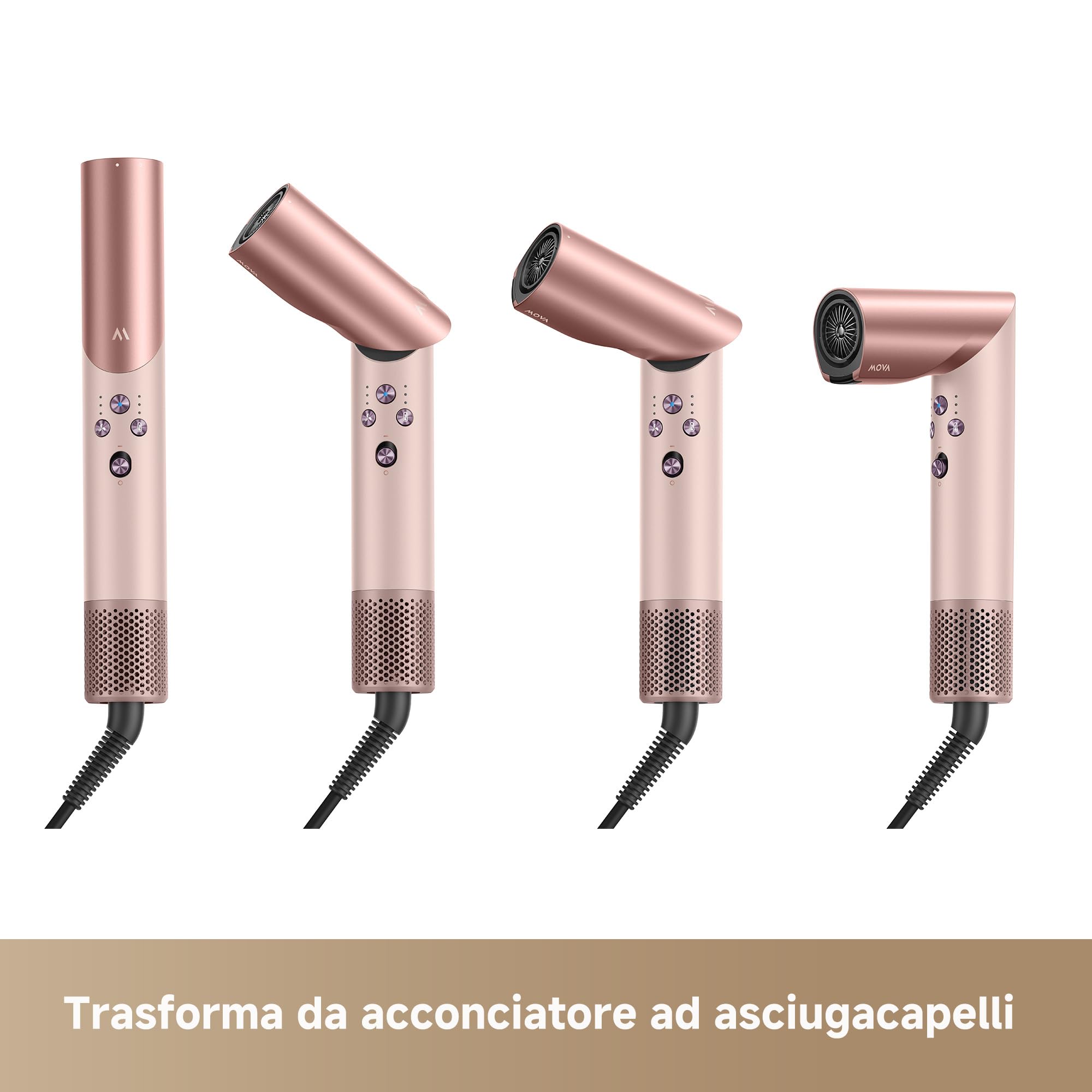 MOVA Master 10 Multifunzione 7 in 1, Asciugatura Rapida, Arriccia e Liscia, Dona Volume e Lucentezza, Cura Intelligente del Capello, Accessori Magnetici, Set con Cofanetto Elegante