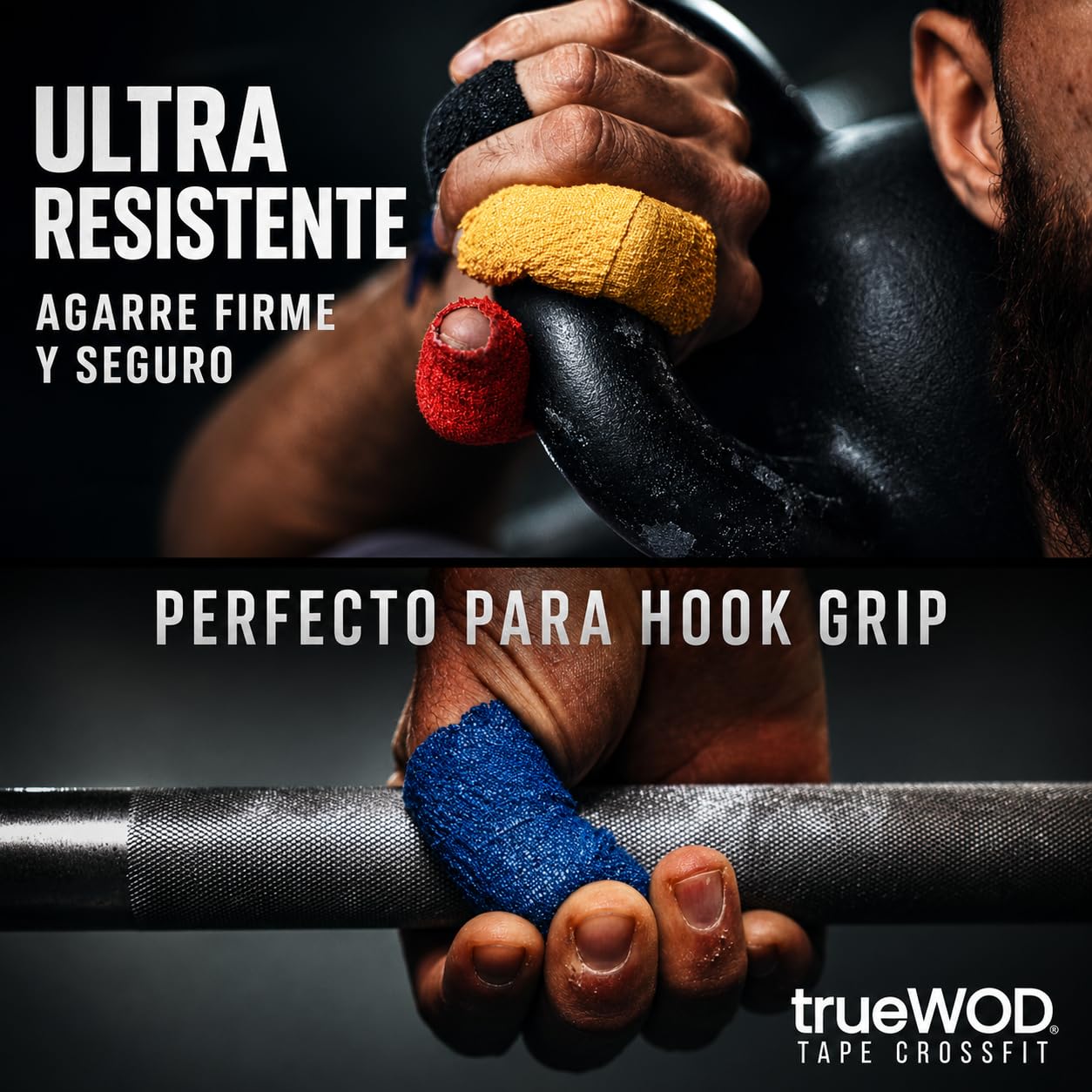 trueWOD Tape Crossfit Dedos Cinta Adhesiva Flexible Hook Grip Tape Athletic Esparadrapo Deportivo Accesorios Crossfit Mujer Hombre Halterofilia - 12 Rollos de 4.5m x 5cm Multicolor