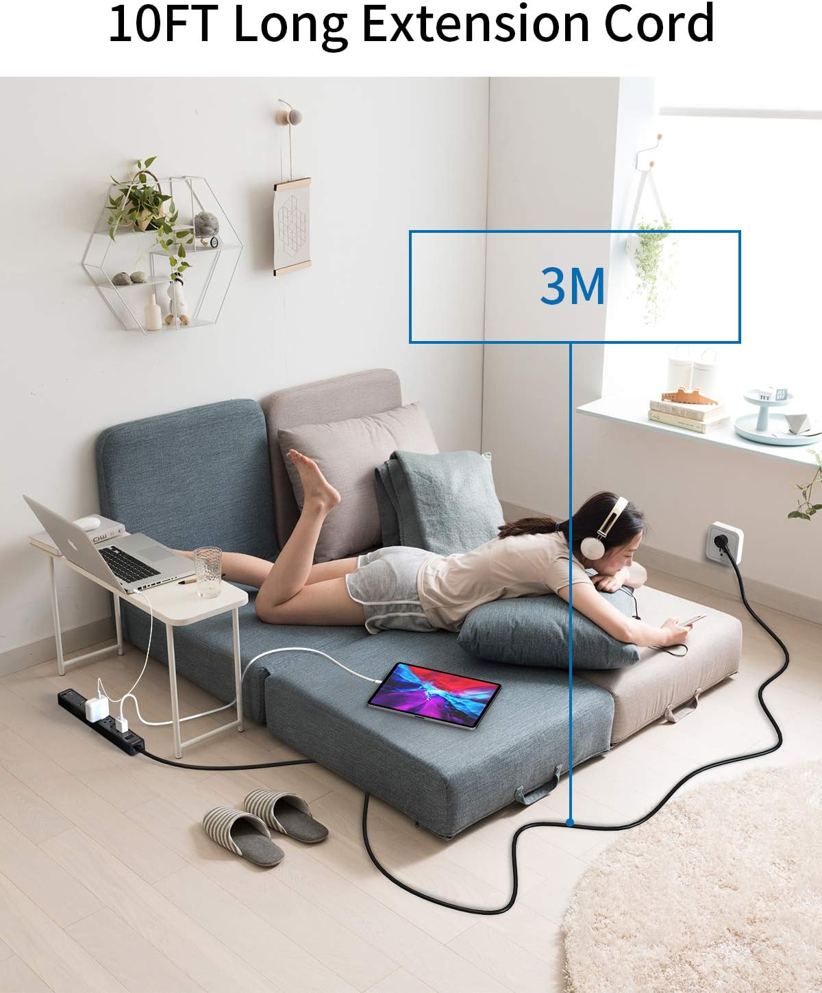 Amazing 🔥 6 Outlets Surge Protector Power Strip with USB Ports, 10 ft Extension Cord Flat Plug Power Strip Wall Mount with Widely Spaced Outlet, 1875W, 1080 Joules, Outlet Strip for Home Office Dorm Room, Black