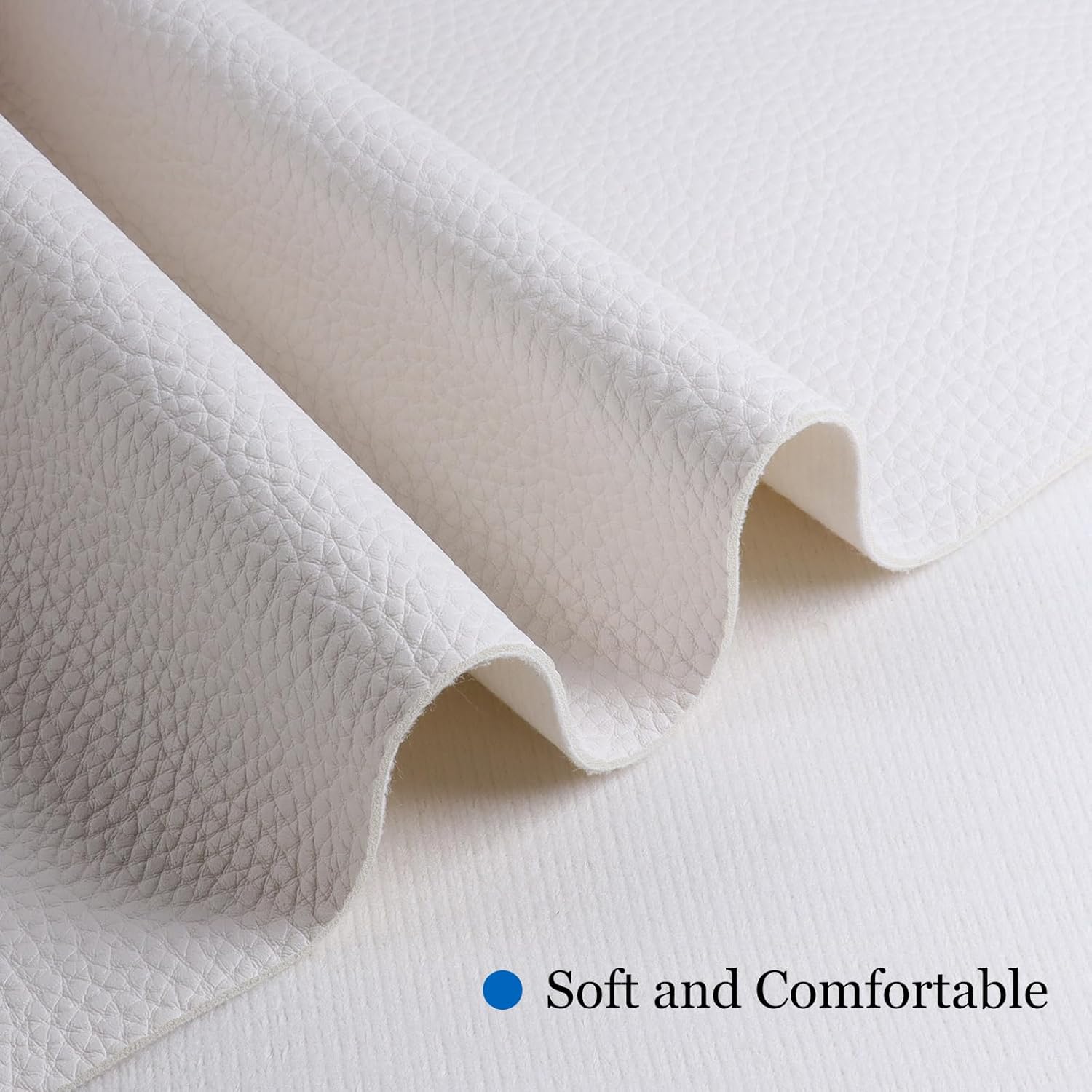 1.6mm Thick Vinyl Marine Fabric,Heavy Duty Faux Leather Fabric,Soft,Waterproof,Durable Synthetic Leather for DIY Crafts,Chair,Upholstery (White, 24"x54")