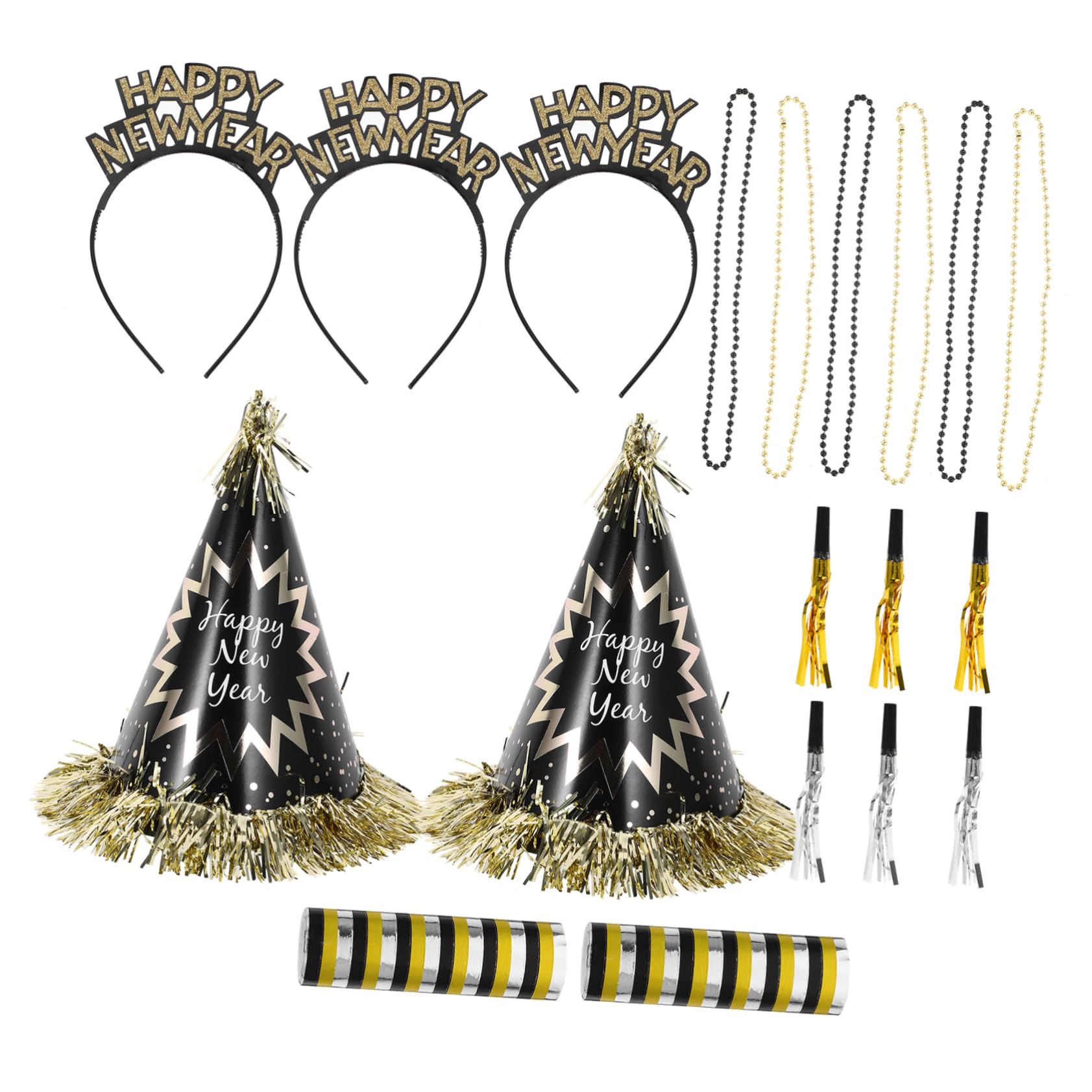 BESTonZON Kit de Décoration pour Nouvel An avec Chapeau de Fête Bandeau Collier de Perles et Cotillons Idées de Cadeaux pour Fête du Nouvel An