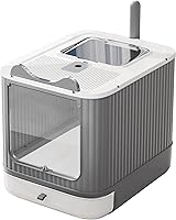 LCZLBRRD Fully Enclosed Cat Litter Box with Lid - Anti-Splashing, Easy Clean Drawer, 3 Modes for Kittens to Adults (White/Grey)
