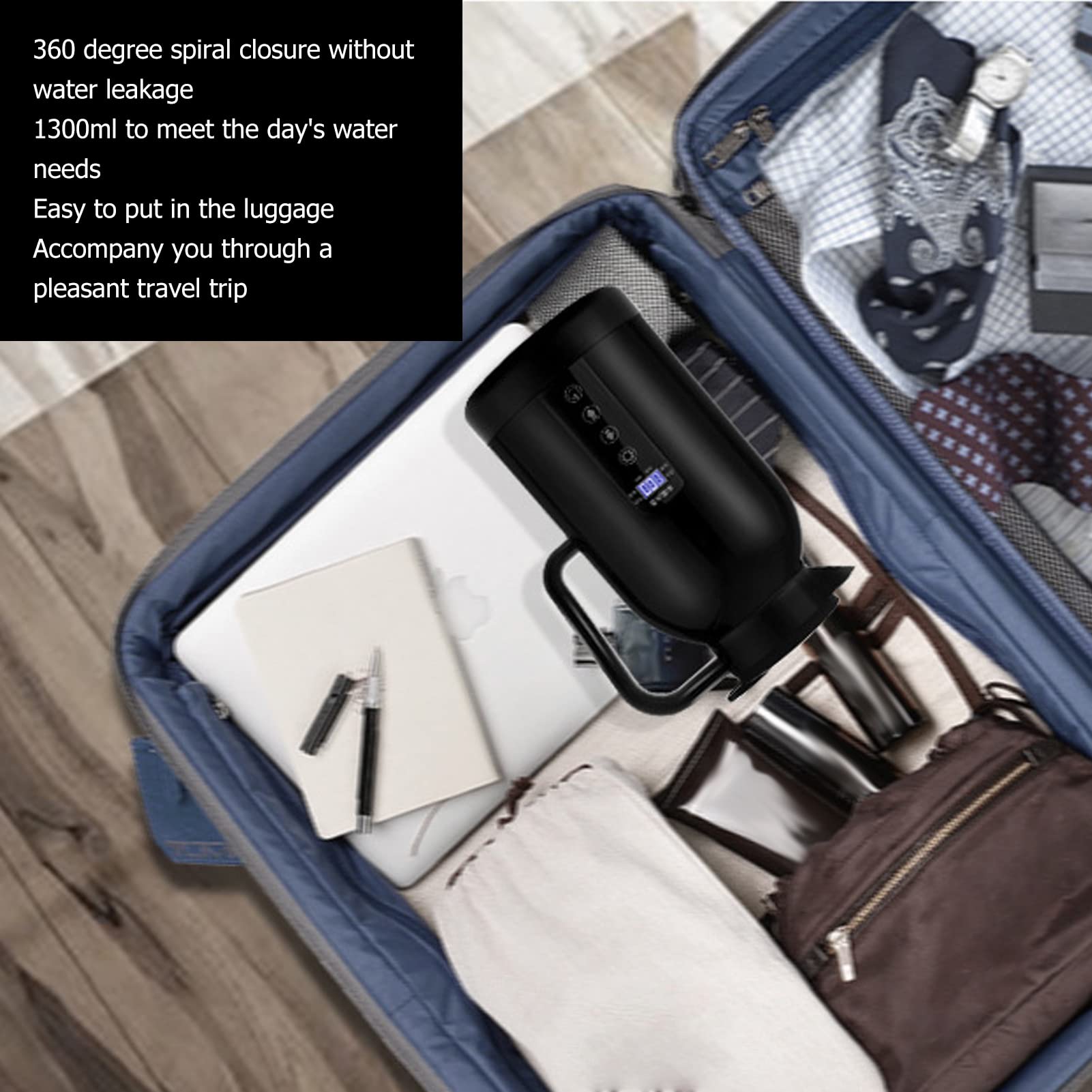 Sorandy 1300ML Car Kettle Boiler with Cigarette Lighter | Portable Electric Kettle | Stainless Steel, Anti-Scald Exterior, 12-24V, Hot Water Kettle for Tea Coffee, Car Use