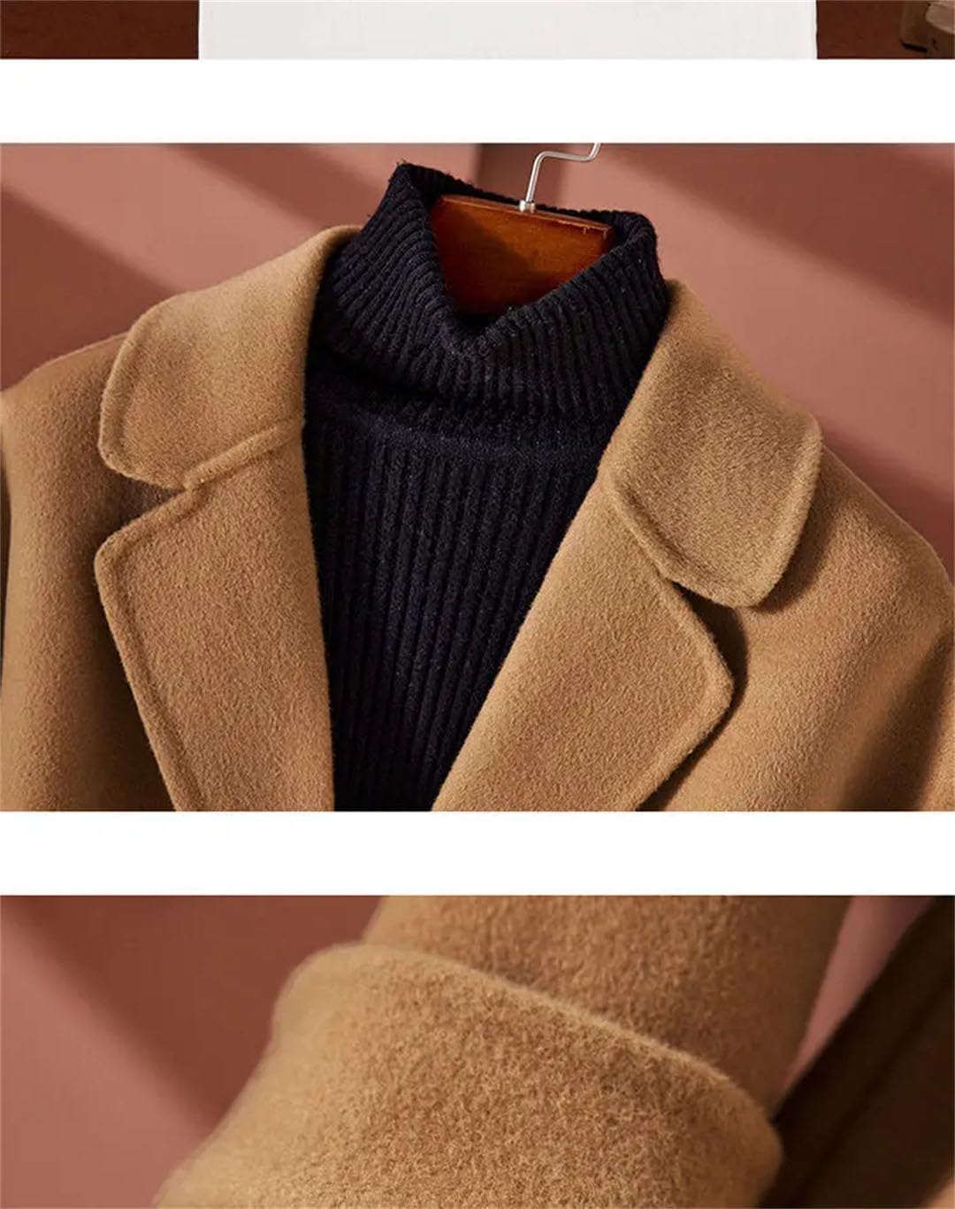 Cappotto di lana da donna autunno inverno giacca di lana tasca cintura doppia faccia cashmere capispalla