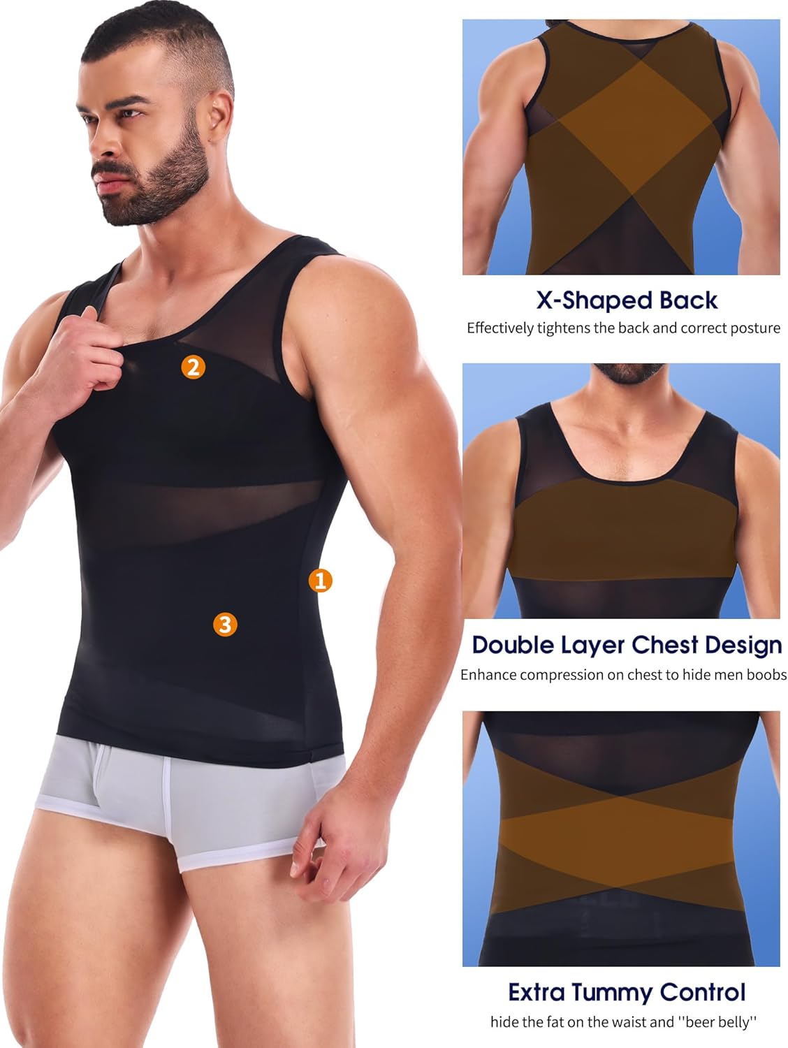 Men Body Shaper Slimming Vest Tummy Control Undershirt Gynomastica Compression Shirt Waist Trainer Tank Top - Image 2