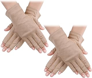 Lot de 2 paires de mitaines anti-soleil pour femme - Protection UV - Longueur poignet - Pour l'été et la conduite en plein air