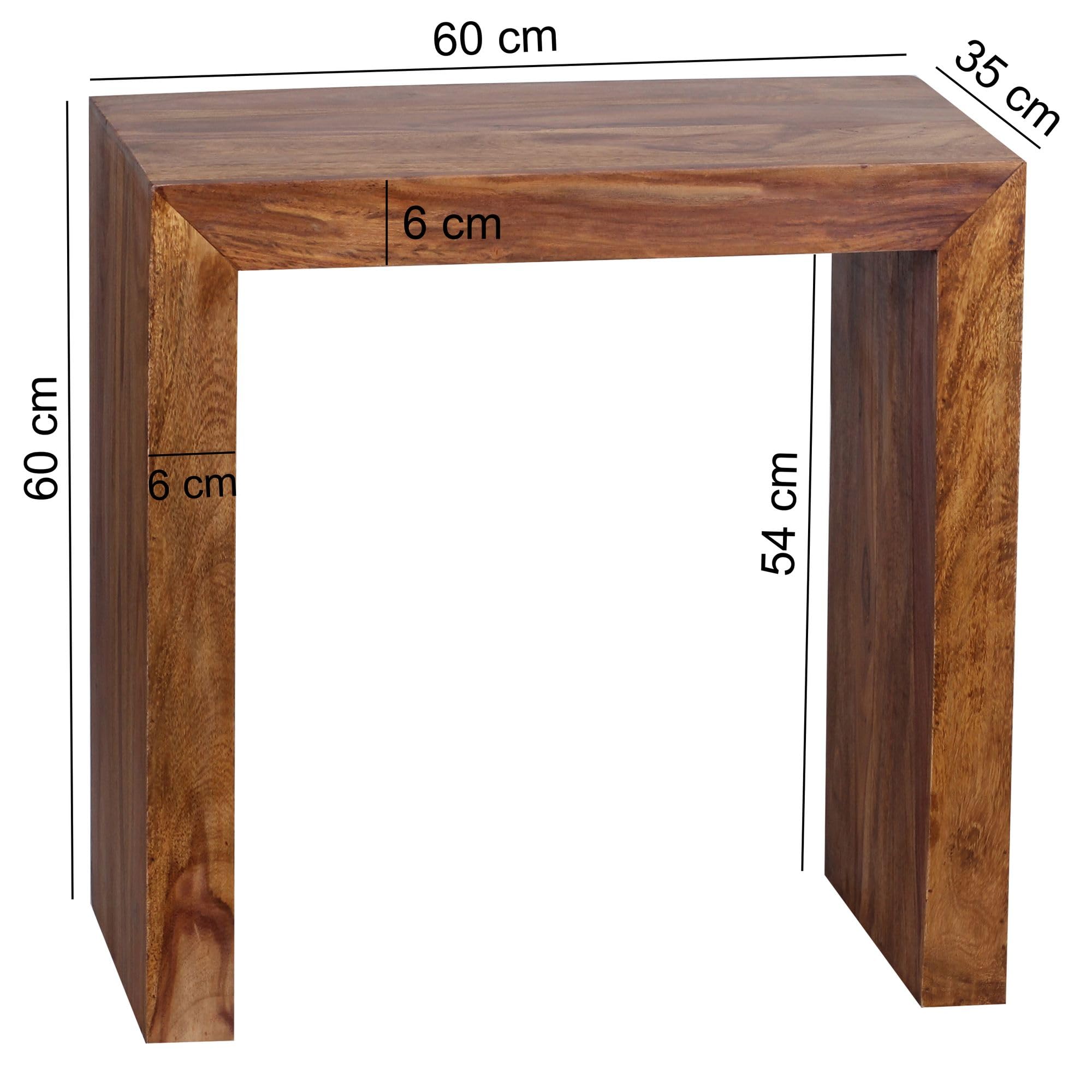 FineBuy Mesa Auxiliar Cuadrada 35x35x45 Cm Madera Maciza De Sheesham | Mesa Lateral Moderna Para Salón