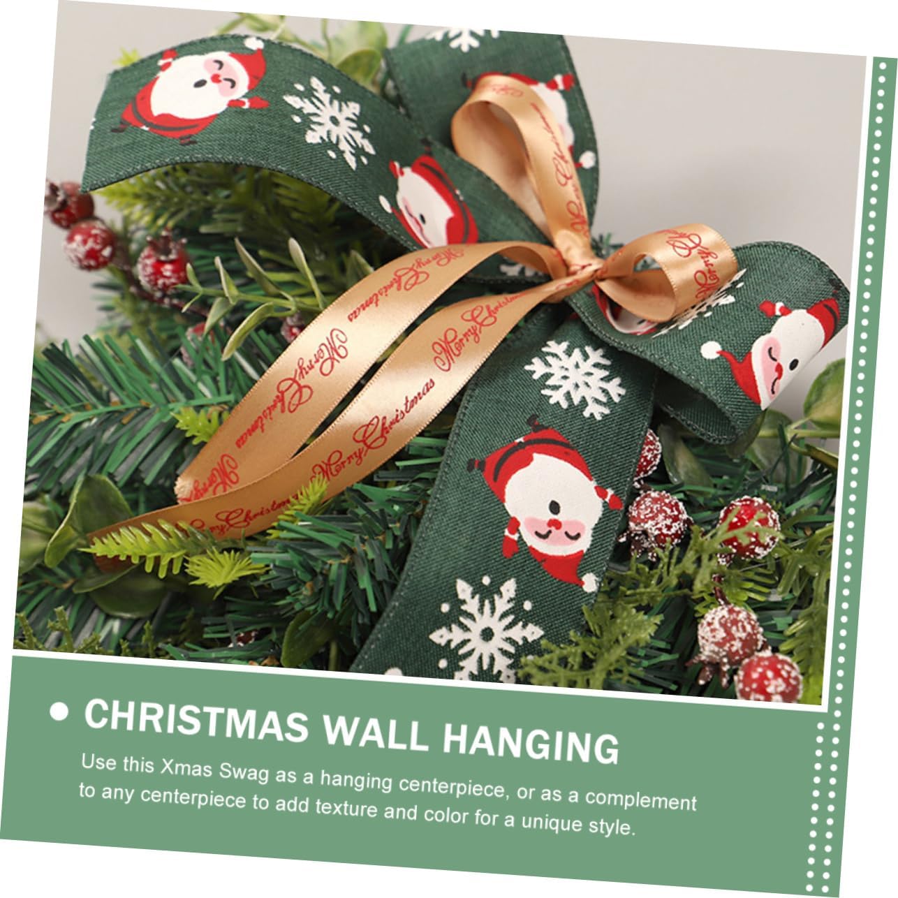 Holibanna Christmas Decorative Swag Bowknot Eucalyptus Teardrop Wreath for Stair Railing Door Festive Holiday Decor for Living Room Fireplace and Windowsill Cheerful Xmas Atmosphere