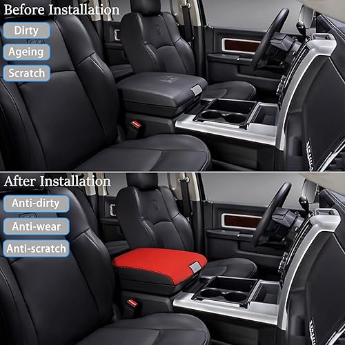 Miniatura 3 de YOFAMO Funda para consola central RAM 2009-2018, antiarañazos, de cuero, impermeable, protector de reposabrazos para Dodge RAM 1500 2500 3500 4500