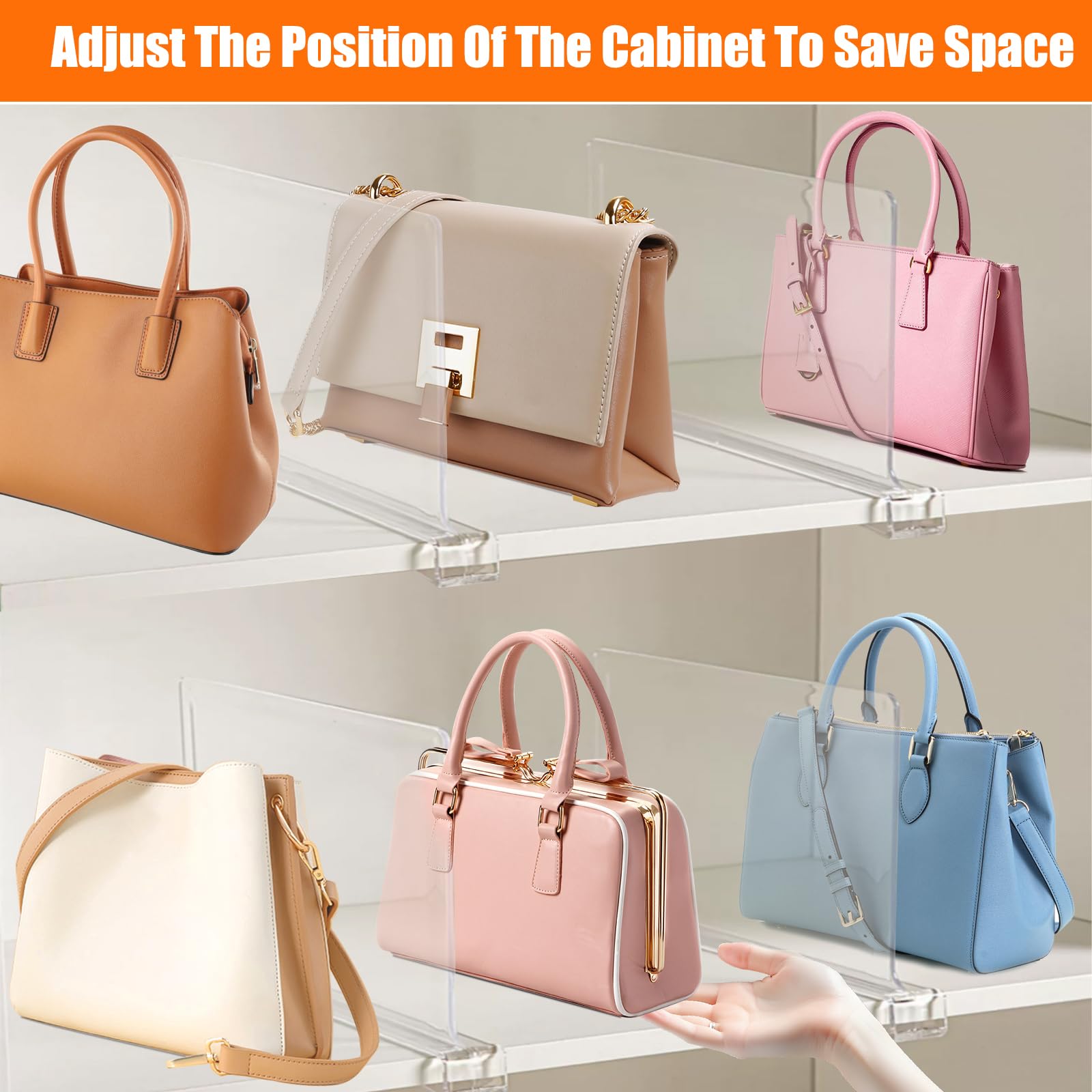 6 Pcs Separadores Acrílico Transparente, Estantería Organizador Armario Interior, Separador Almacenamiento Vertical, Estantes Organización Ropa para Dormitorio, Cocina, Librerías, Oficinas, Cajones