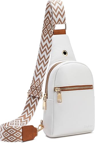 Hvjcez Small sling bag for women crossbody purse Waterproof Leather Fanny Packs for Women Chest Bag with Adjustable Strap