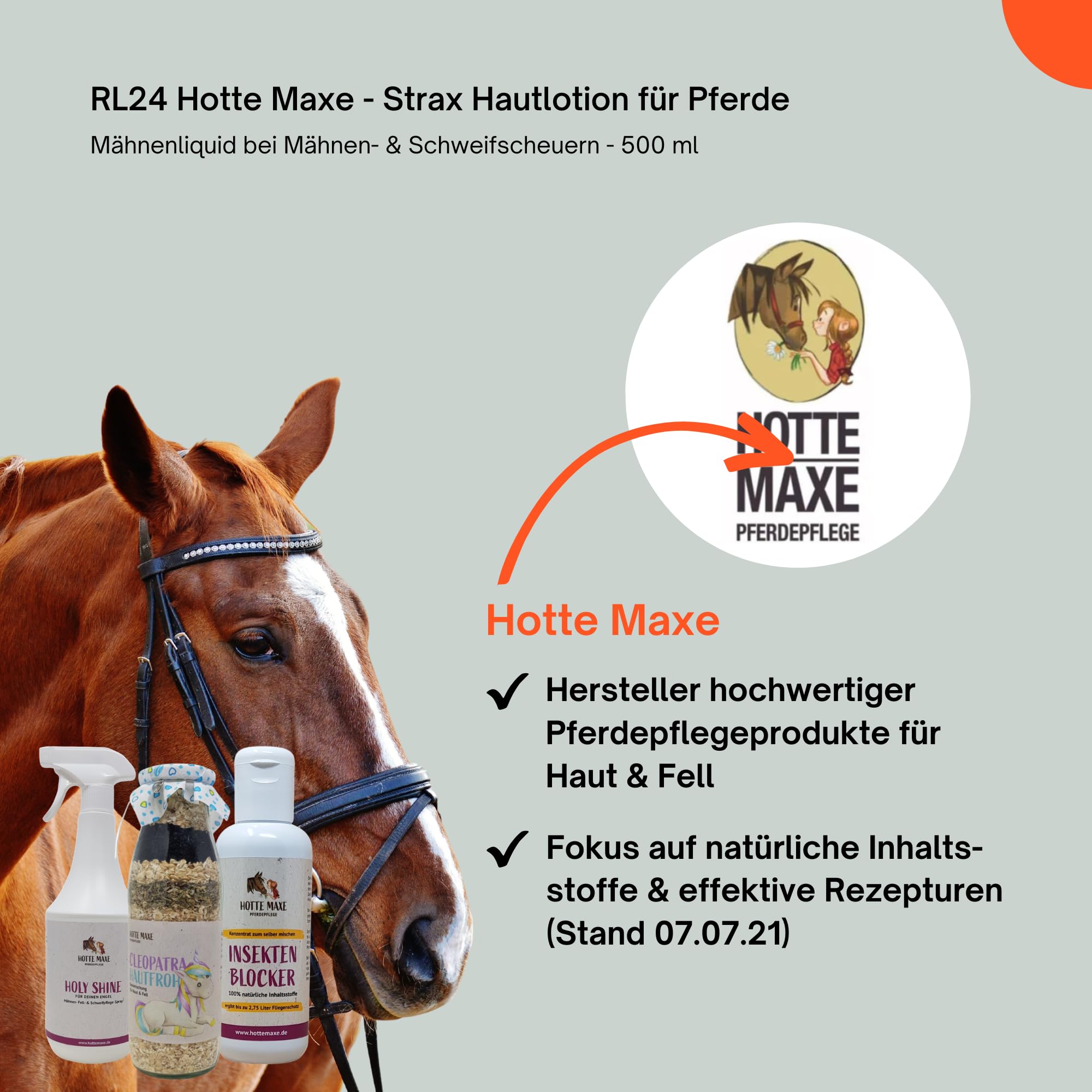 RL24 Hotte Maxe - Strax Hautlotion für Pferde – 2 x 500 ml Flasche (2er Set)