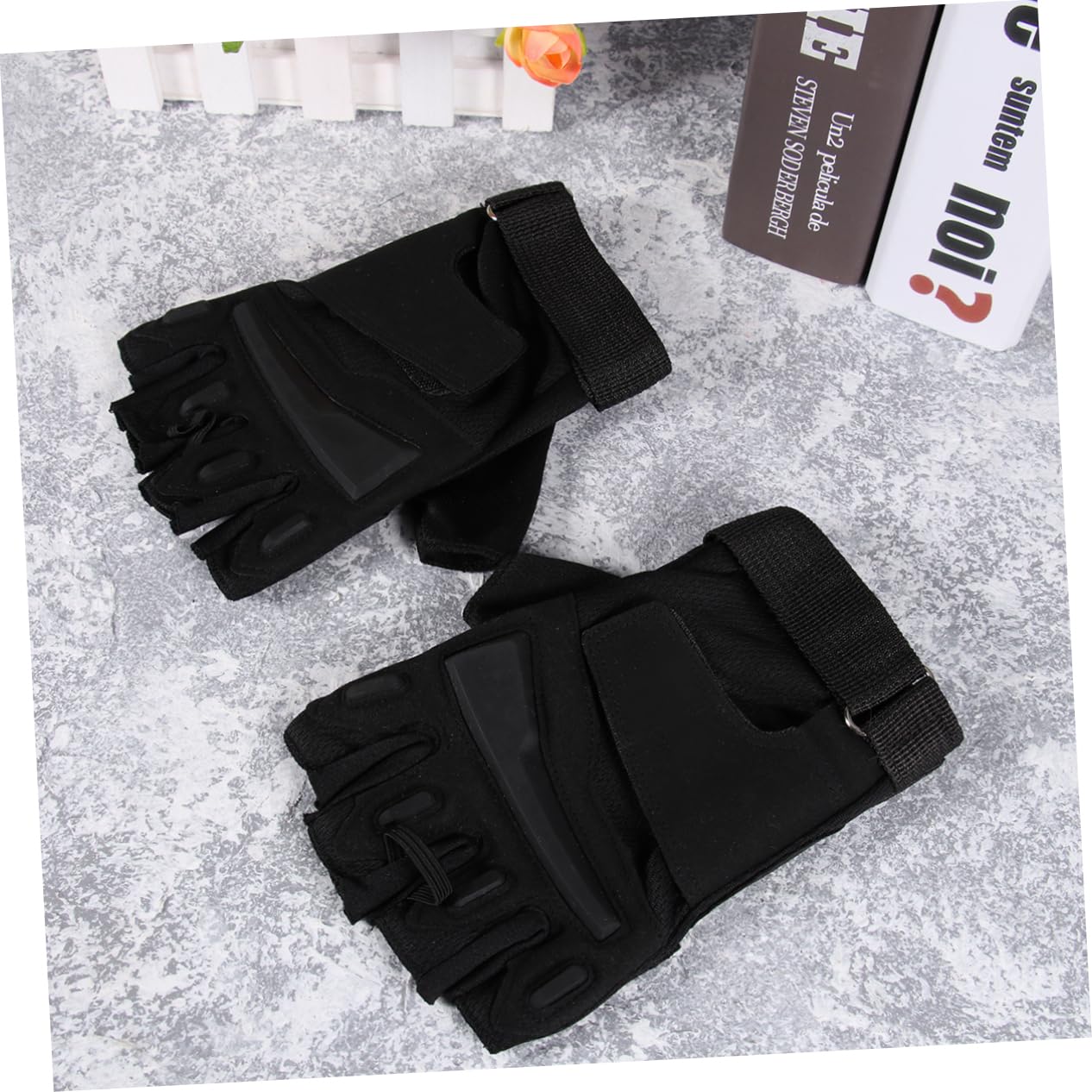 KOMBIUDA Half Finger Breathable Cycling Gloves for Men and Women Shockproof Bike Gloves for Outdoor Sports Fishing Hiking and Running Black