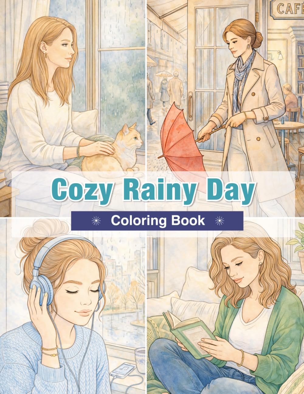Cozy Rainy Day Coloring Book: Slow Down and Enjoy Peaceful Indoor Moments