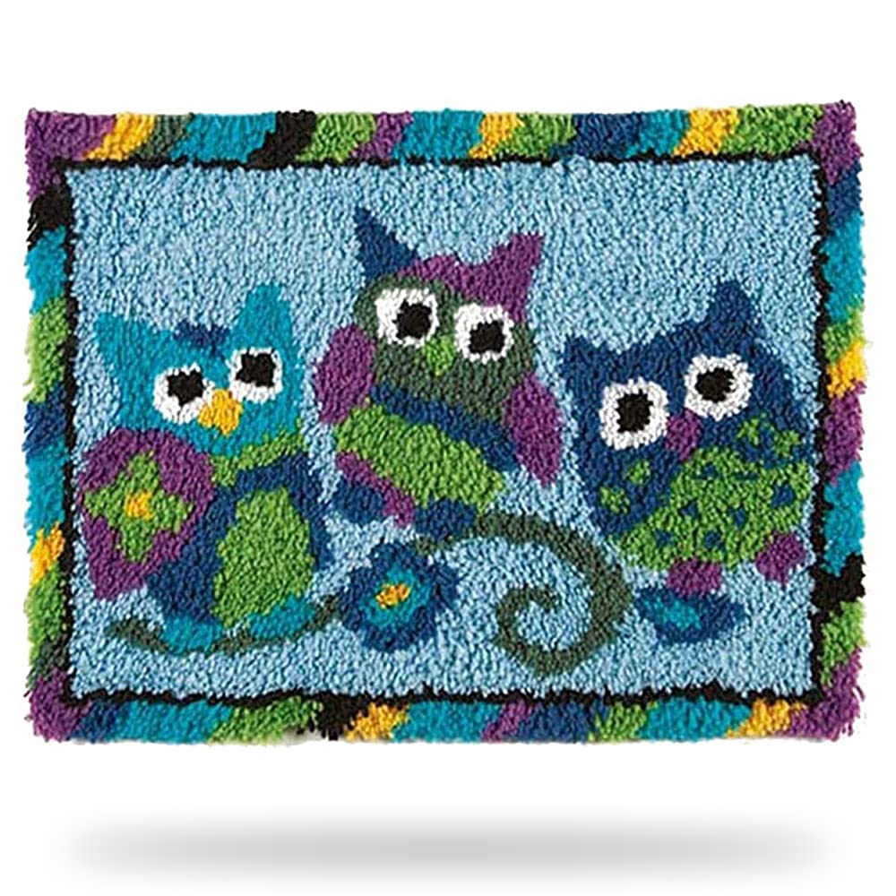 BLOCELatch Hook Kits for Adults, DIY Carpet Crochet Yarn Kit with Preprinted Canvas, Needlework Crafts Latch Kit Cushion for Beginners Kids Ages 8-12