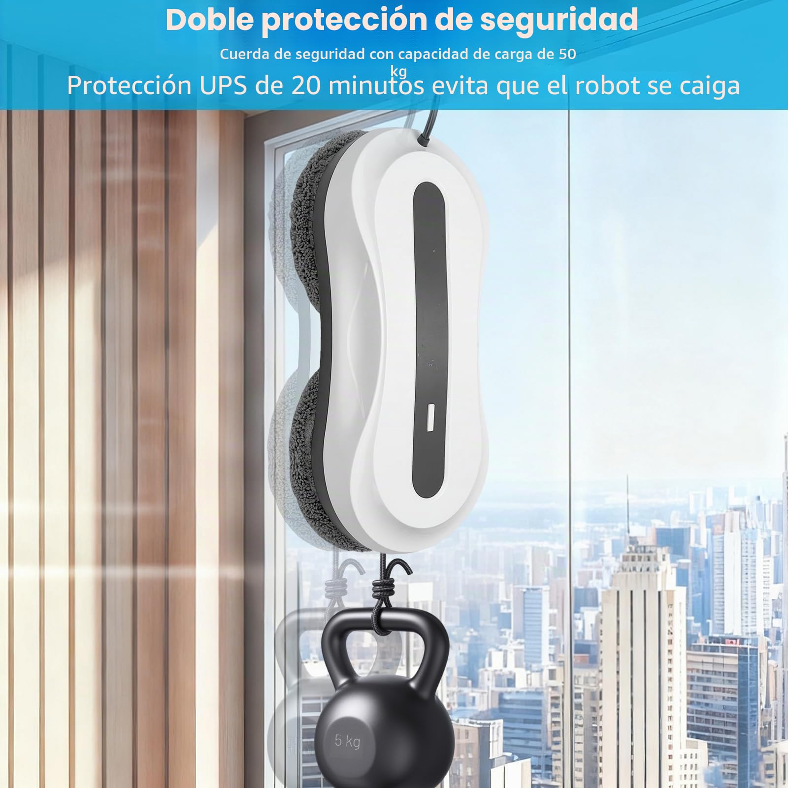 Robot Limpiacristales, Doble Pulverización de Agua,5600Pa Robot Lavadora | de Cristal Automático con , 3 Modos Limpieza, Detección de Bordes, Navegación Inteligente, Mando a Distancia et 8 Paños