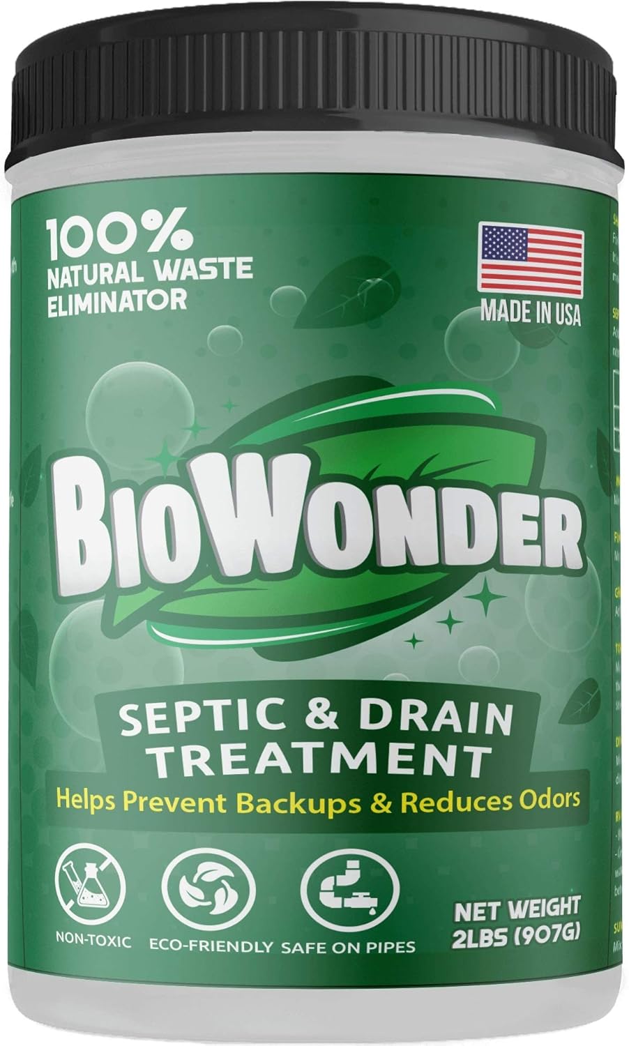 Septic Tank Treatment - Prevent Backups & Reduce Odor - 100% All-Natural Enzymes - Disposal, Drain, RV, Septic, Grease Trap, Toilet, Shower - 2lbs 60 Treatments
