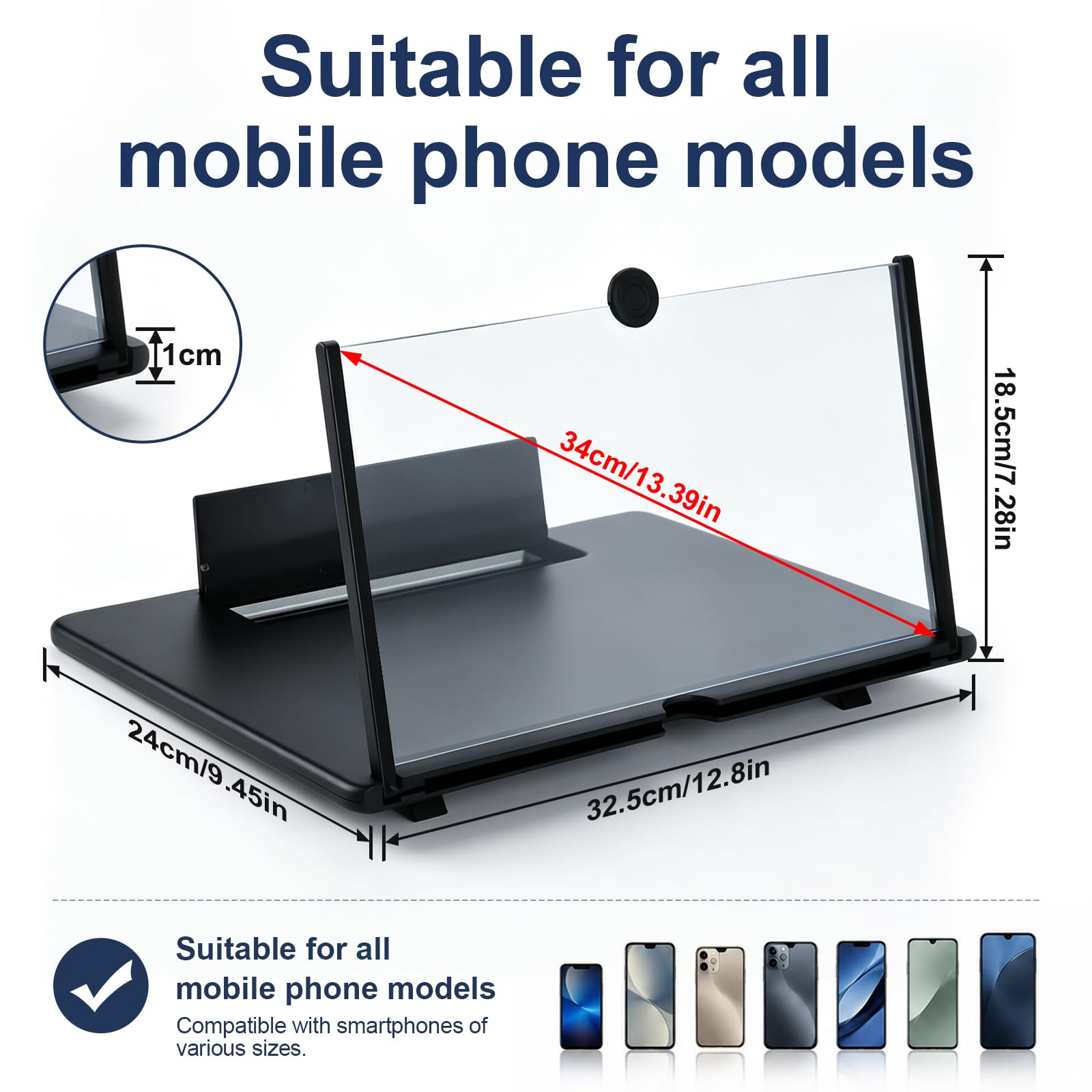 Amplificador de Pantalla para Movil, HD Lupa para móvil, 3D Pantalla Aumento movil, Plegable, para Todos los Smartphones, para Ver Partidos de fútbol, Películas y Videos(16 Pulgadas)