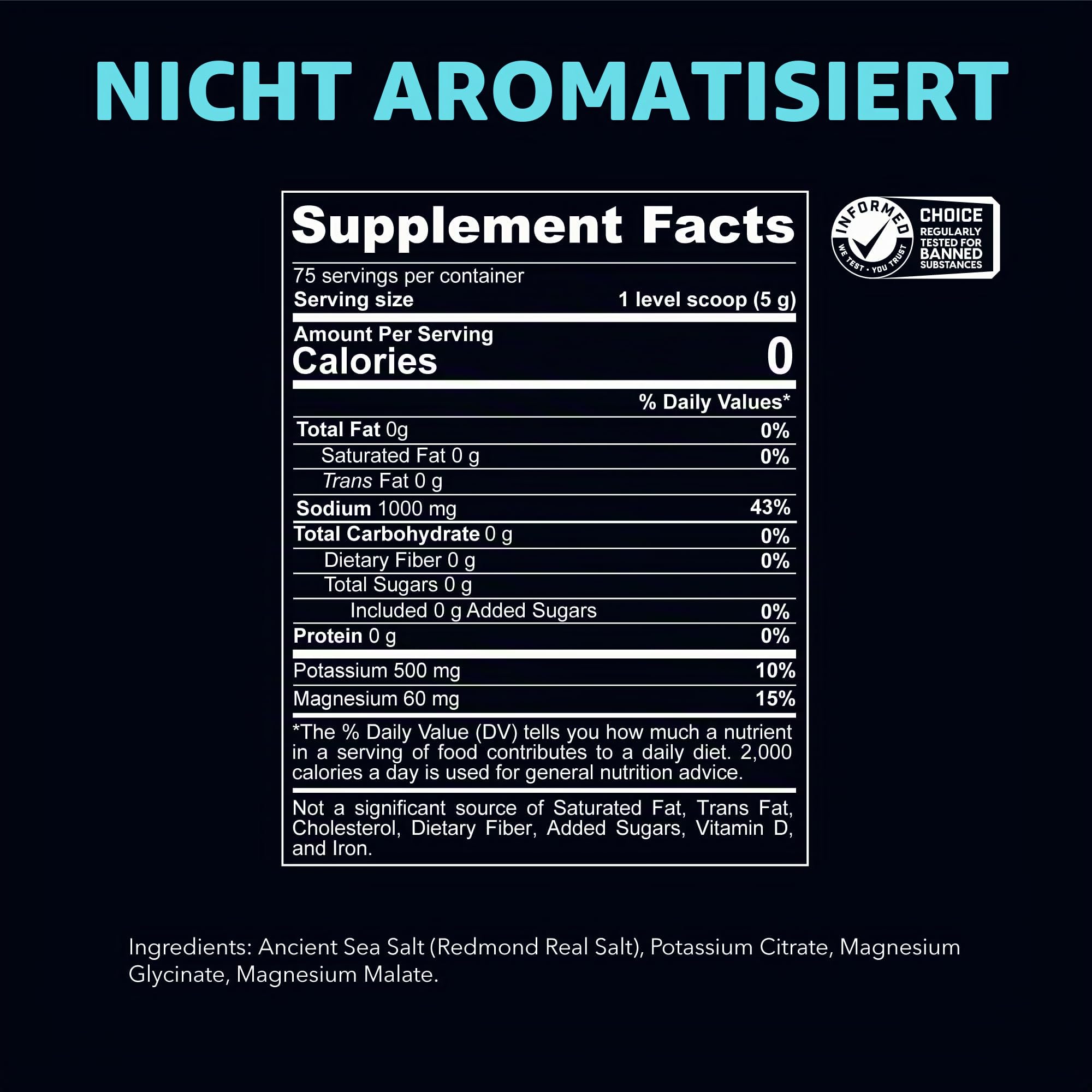 REDMOND Re-Lyte HYDRATION Drink Mix UNFLAVORED LARGE, 375g Dose - Elektrolytepulver, zuckerfrei, mit echtem Redmond Real Salt und über 60 wichtigen Mineralstoffen & Spurenelementen
