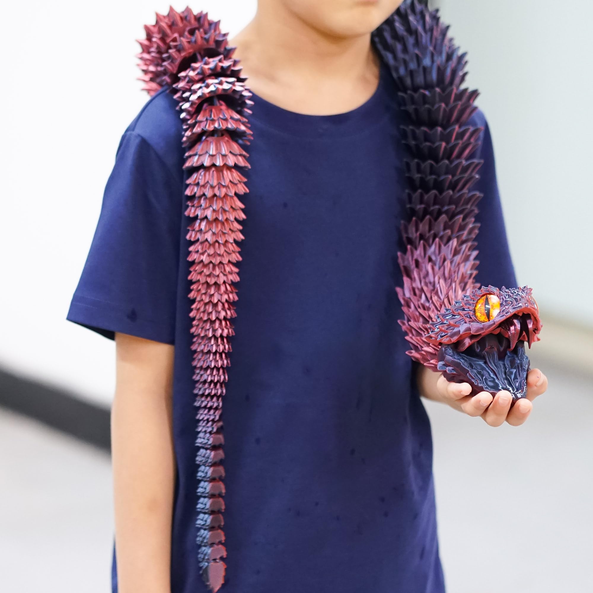 47,5 Zoll Super Große 3D Gedruckte Schlange mit Offenem Mund, Bewegliche Zähne, Flexible Gelenkfigur von Reptilien, Stressabbau, Spielfigur zur Beruhigung, Überraschungsgeschenke (RBL/47,5 Zoll)