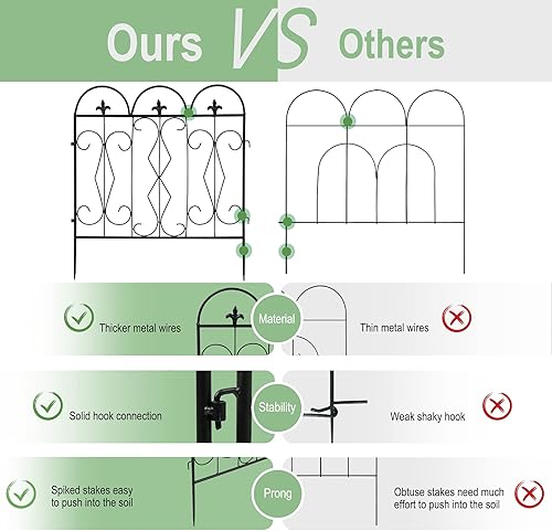 Miniatura 7 de AESOME Cercas decorativas de metal para exteriores paquete de 5 paneles negros de esgrima de jardín, borde de paisaje de 24 pulgadas de alto,