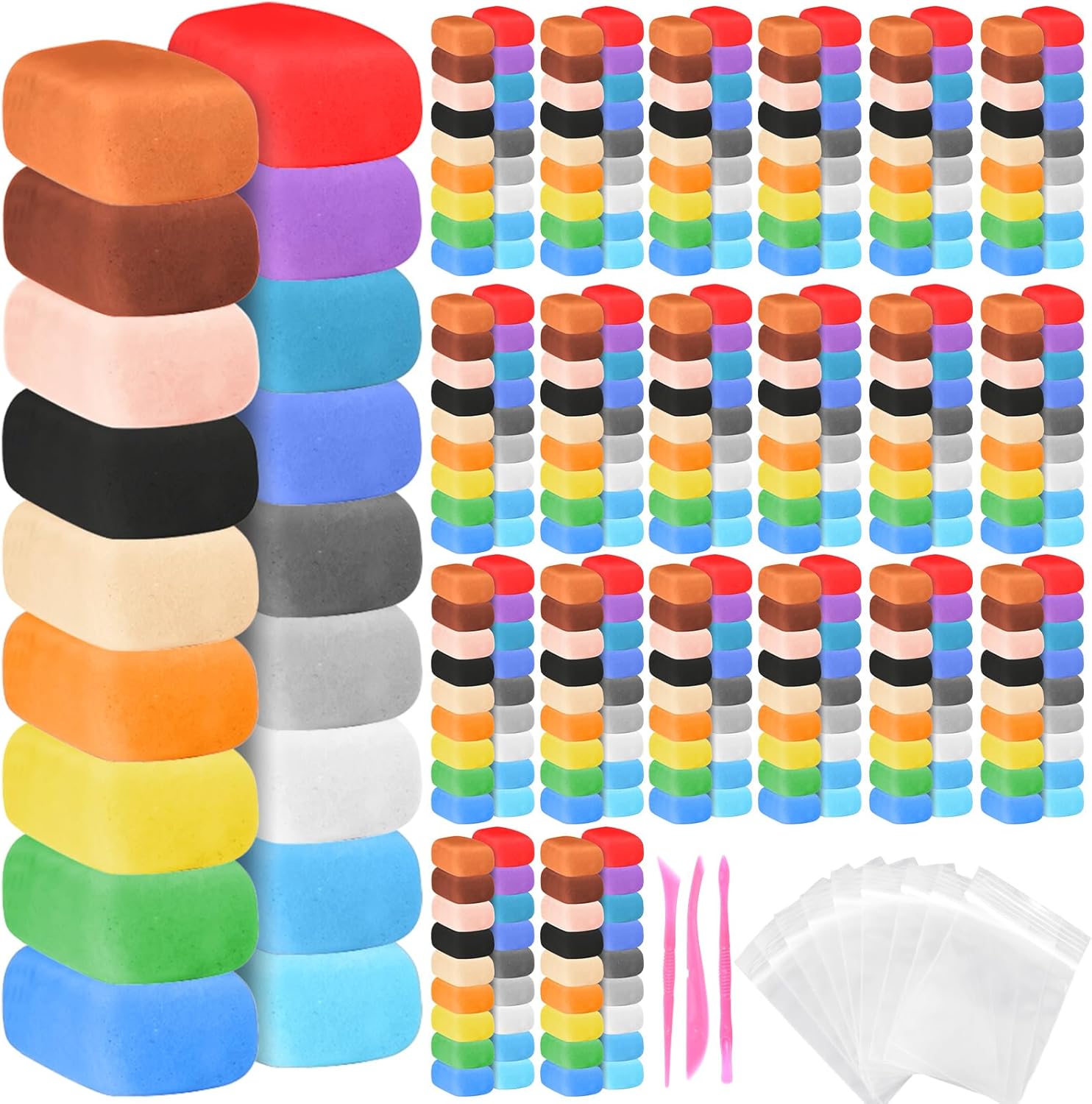 Poen 360 Pcs Air Dry Clay Kit with Sculpting Tool 24 Colors DIY Modeling Clay, Non-Sticky Soft and Light, Arts and Crafts Gift for Adults Artists