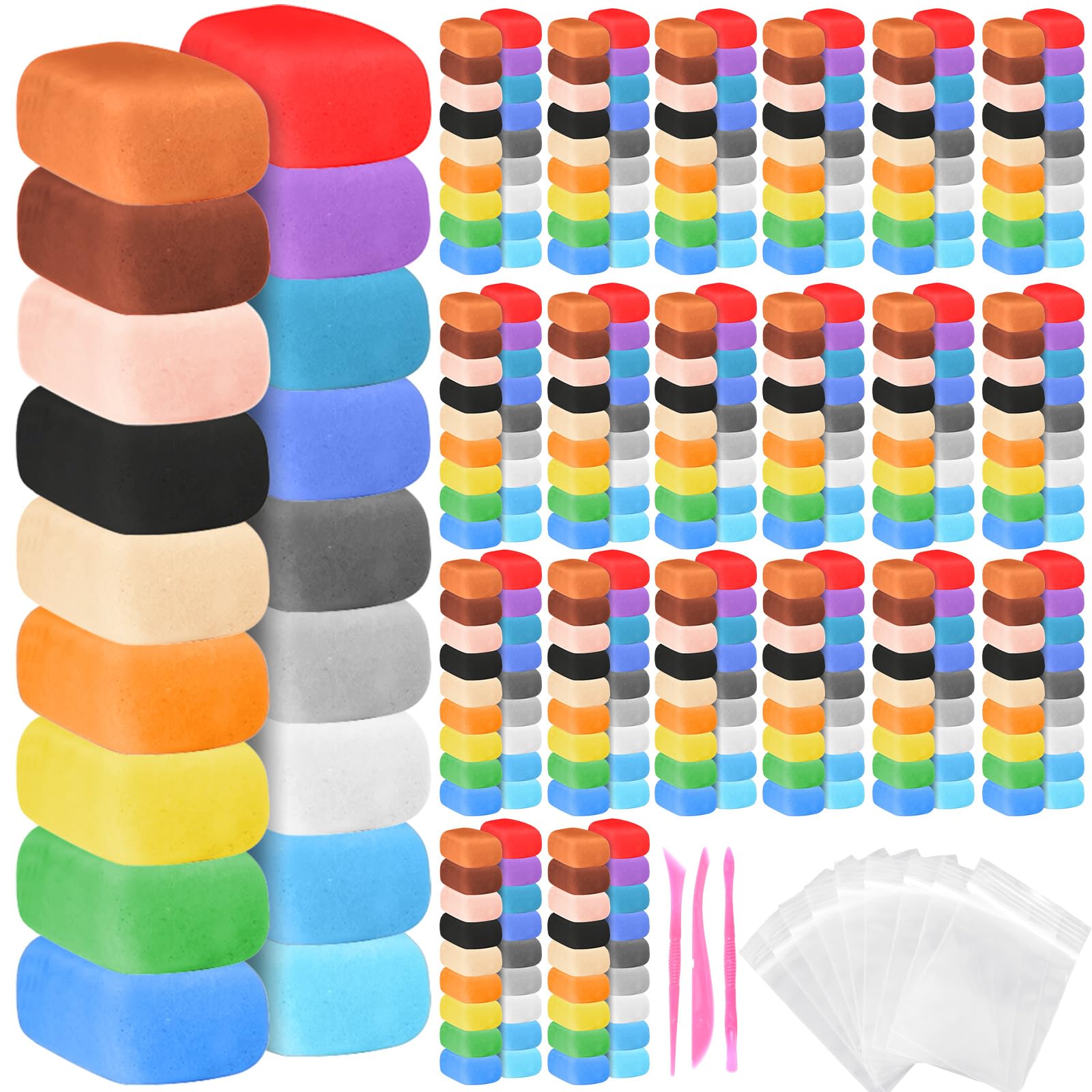 Poen 48 Pcs Air Dry Clay Kit with Sculpting Tool 24 Colors DIY Modeling Clay, Non-Sticky Soft and Light, Arts and Crafts Gift for Adults Artists