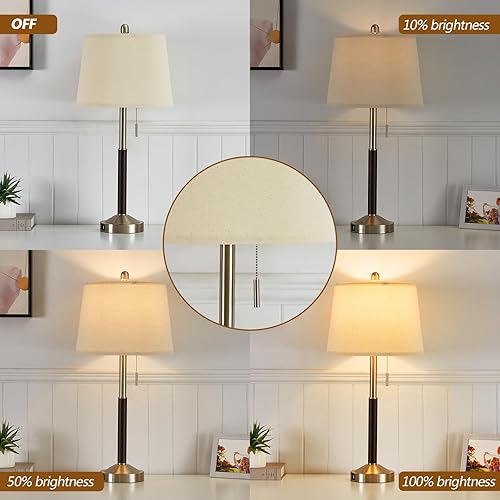 Miniatura 2 de Juego de 2 lámparas de noche plateadas de 28 pulgadas para dormitorio, lámpara de mesa moderna con puerto de carga USB para mesa auxiliar de sala de